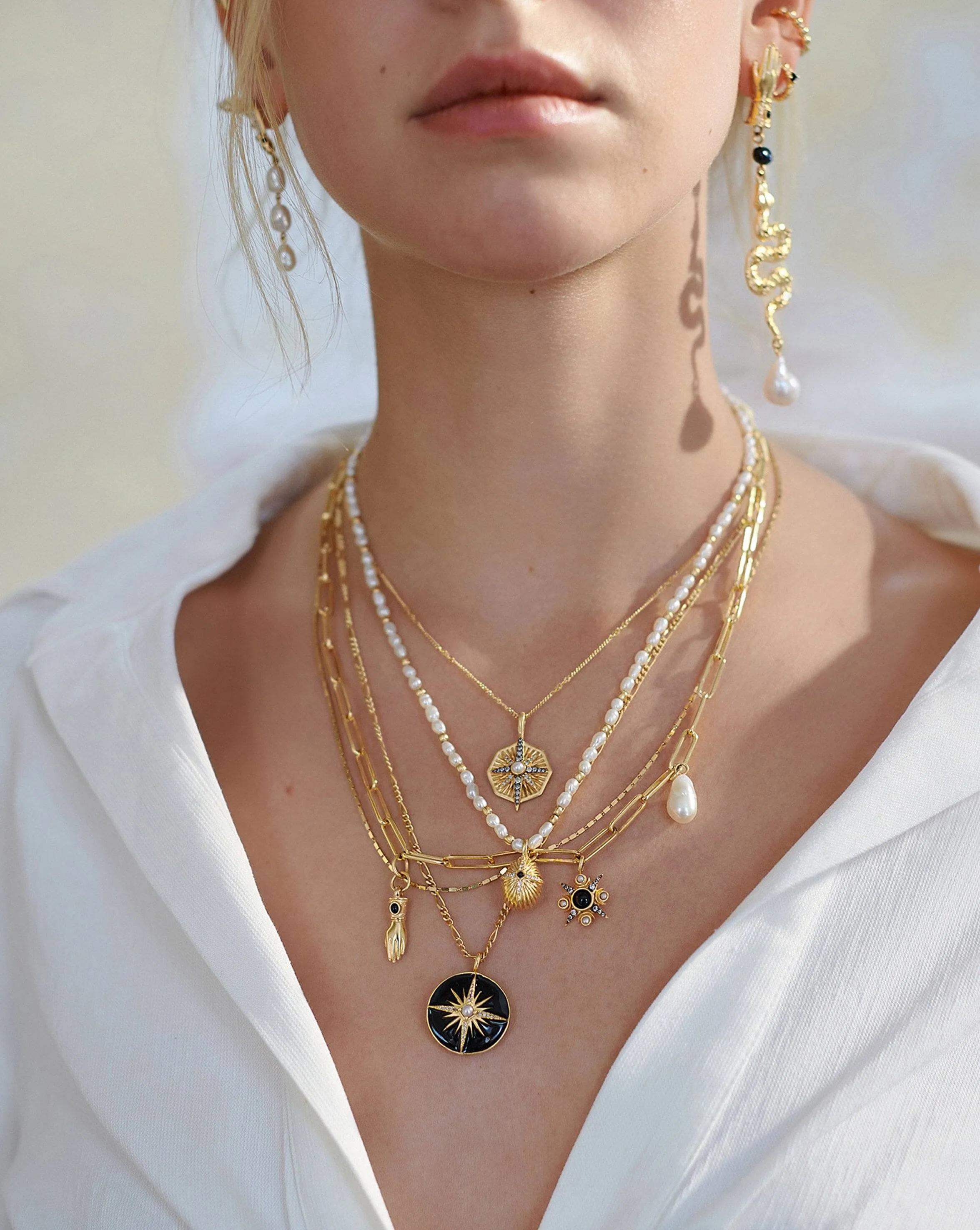 Harris Reed Symbols of Change Necklace | 18k Gold Plated/Pearl & Labradorite