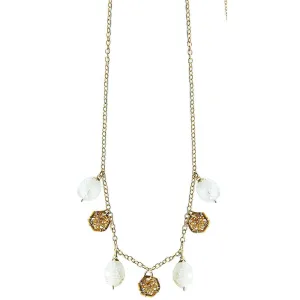 Hexagon Necklace 4916 with Multicolored Tourmaline and Moonstone by Michelle Pressler Jewelry