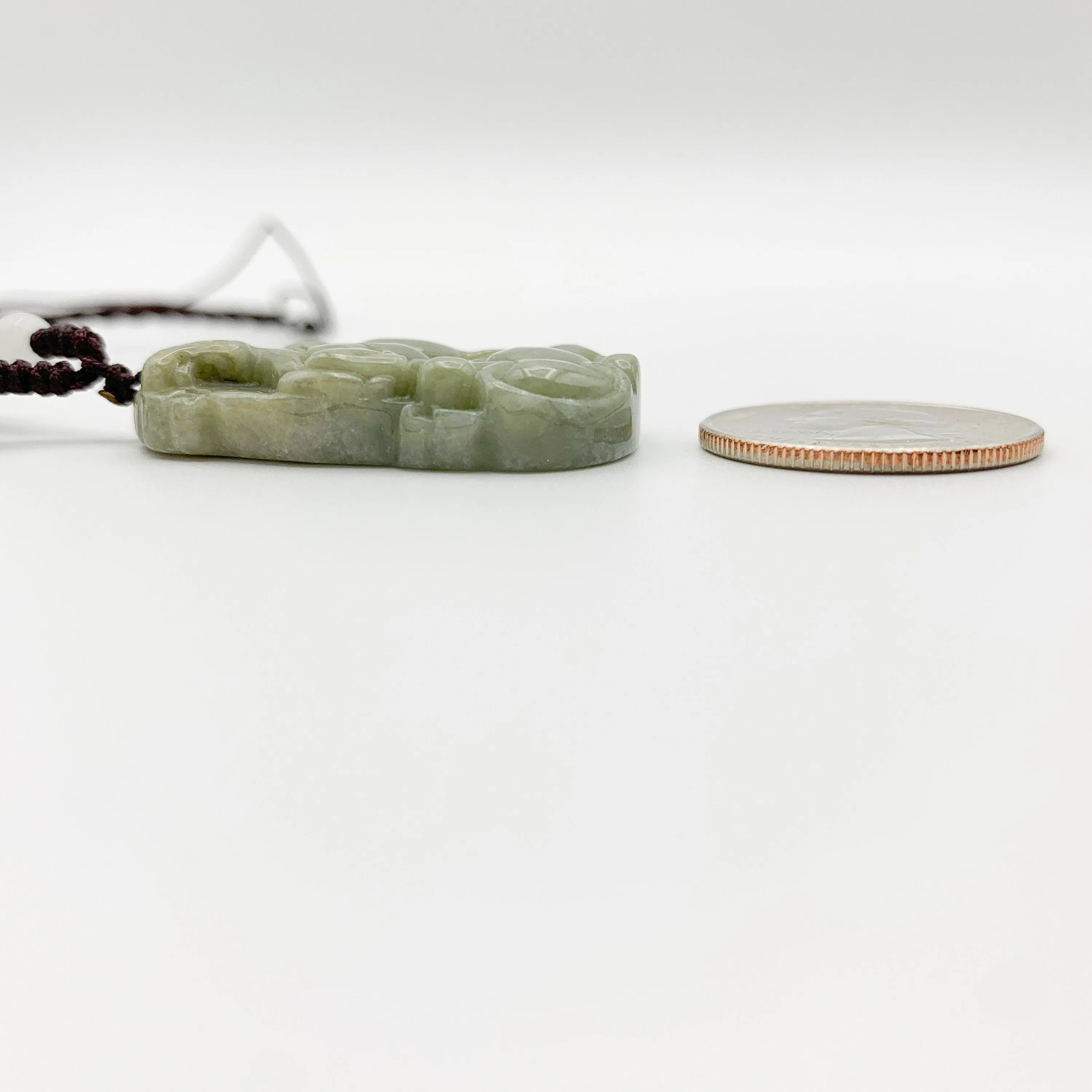 Horse Jadeite Chinese Zodiac Rustic Carved Pendant Necklace, YW-0110-1646804274