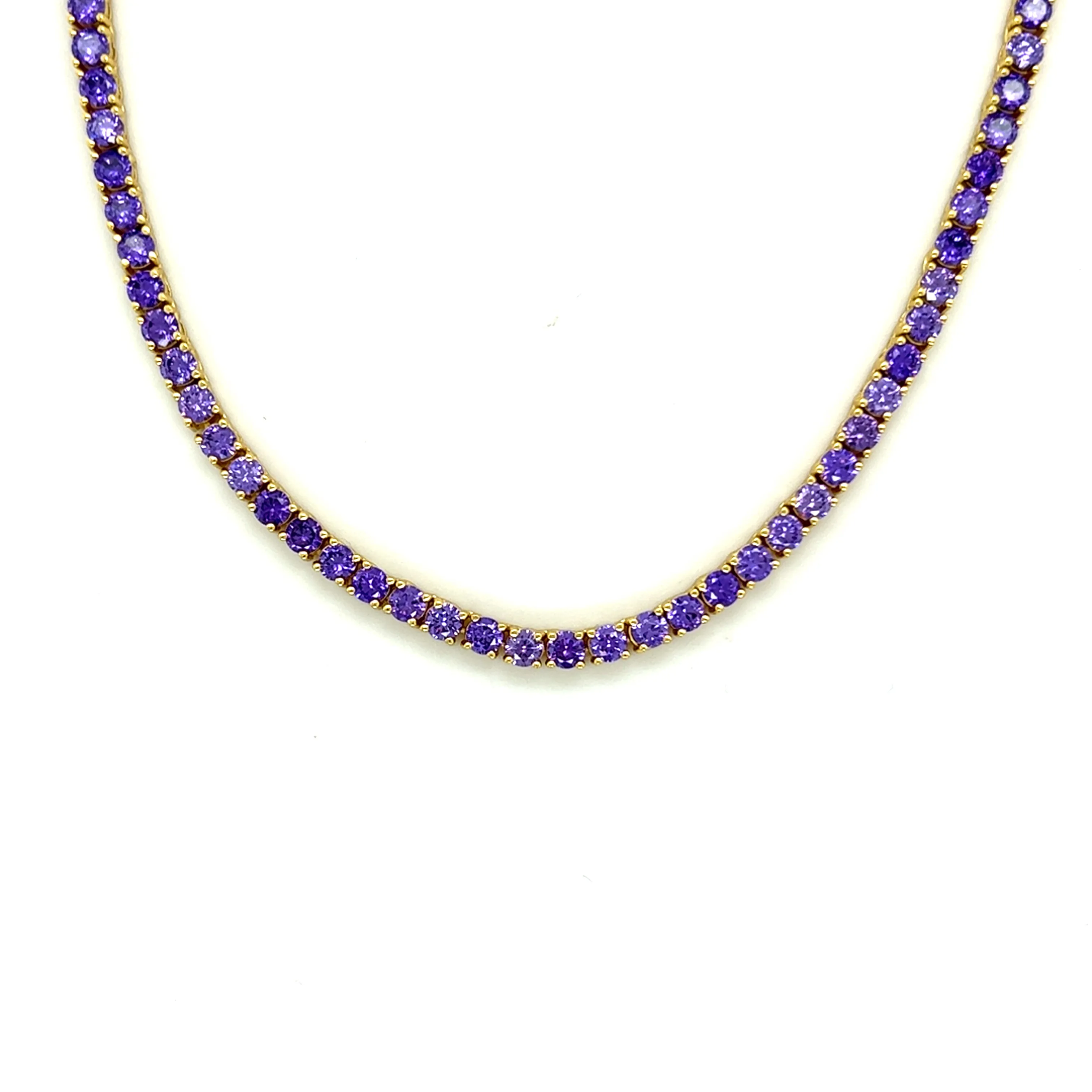 Ibiza Amethyst Purple CZ’s 4 Prong Tennis Necklace
