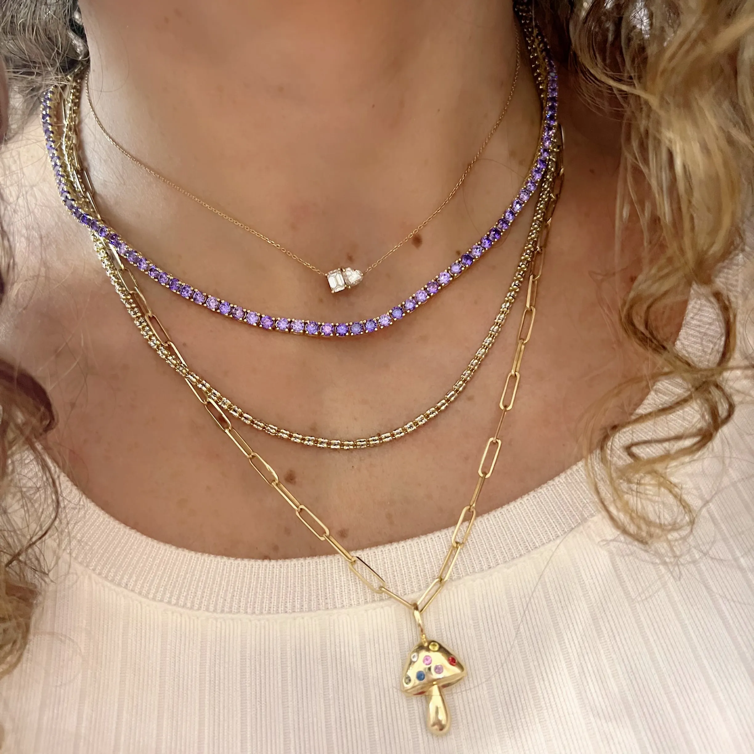 Ibiza Amethyst Purple CZ’s 4 Prong Tennis Necklace