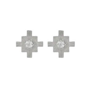 Inka Studs | Sterling Silver | White Zircon