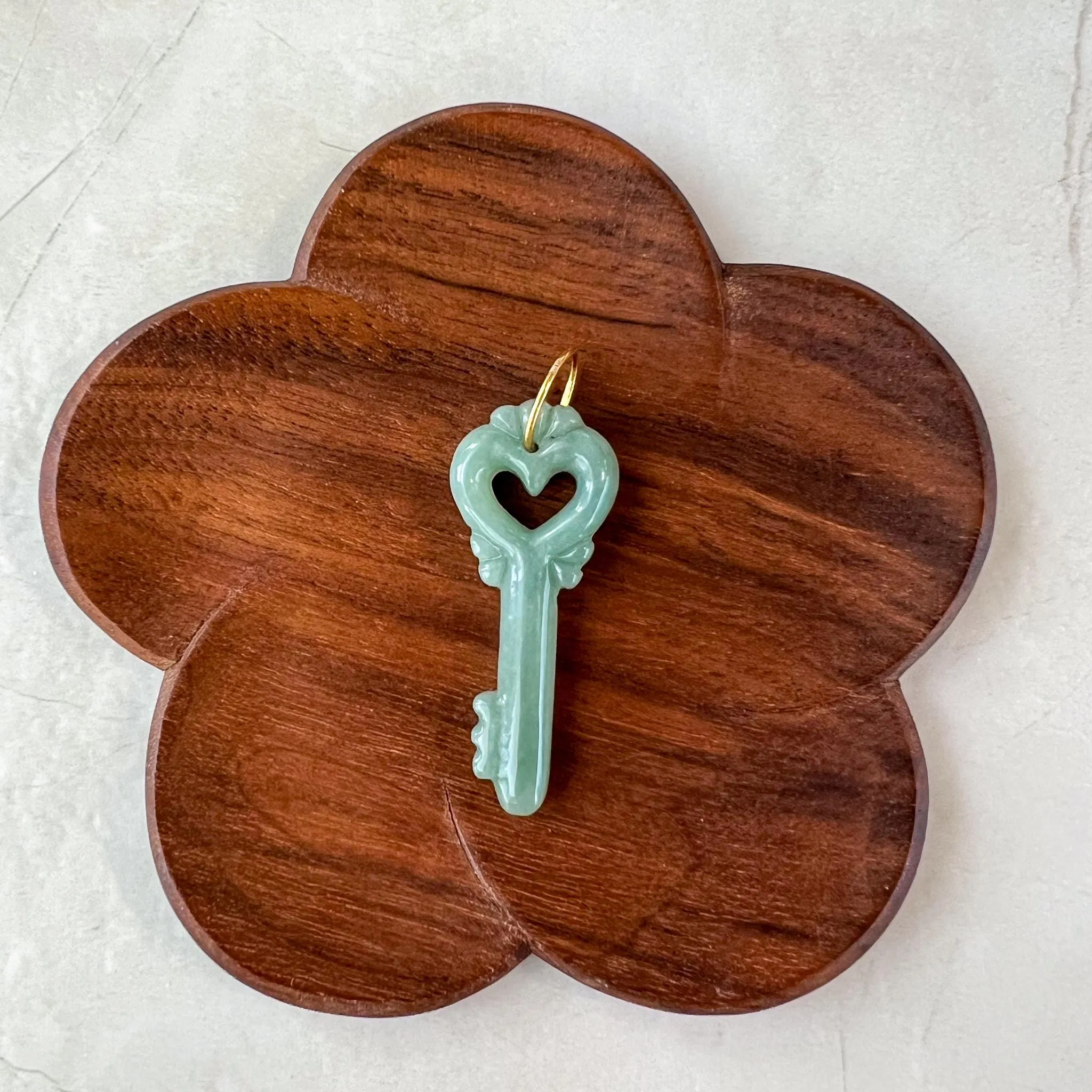 Jade Heart Key Pendant with 18K Gold, YO-0424-1722862470