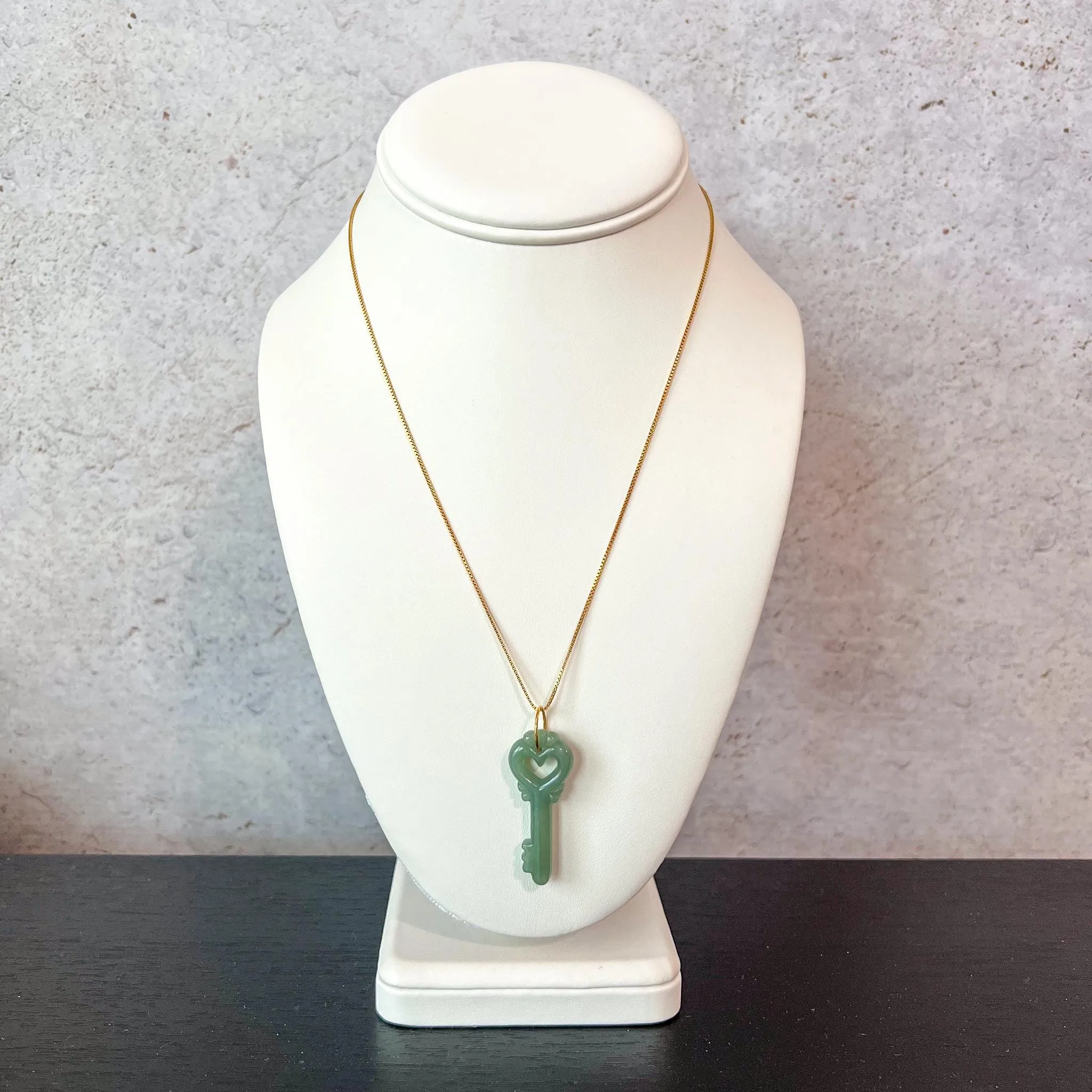 Jade Heart Key Pendant with 18K Gold, YO-0424-1722862470