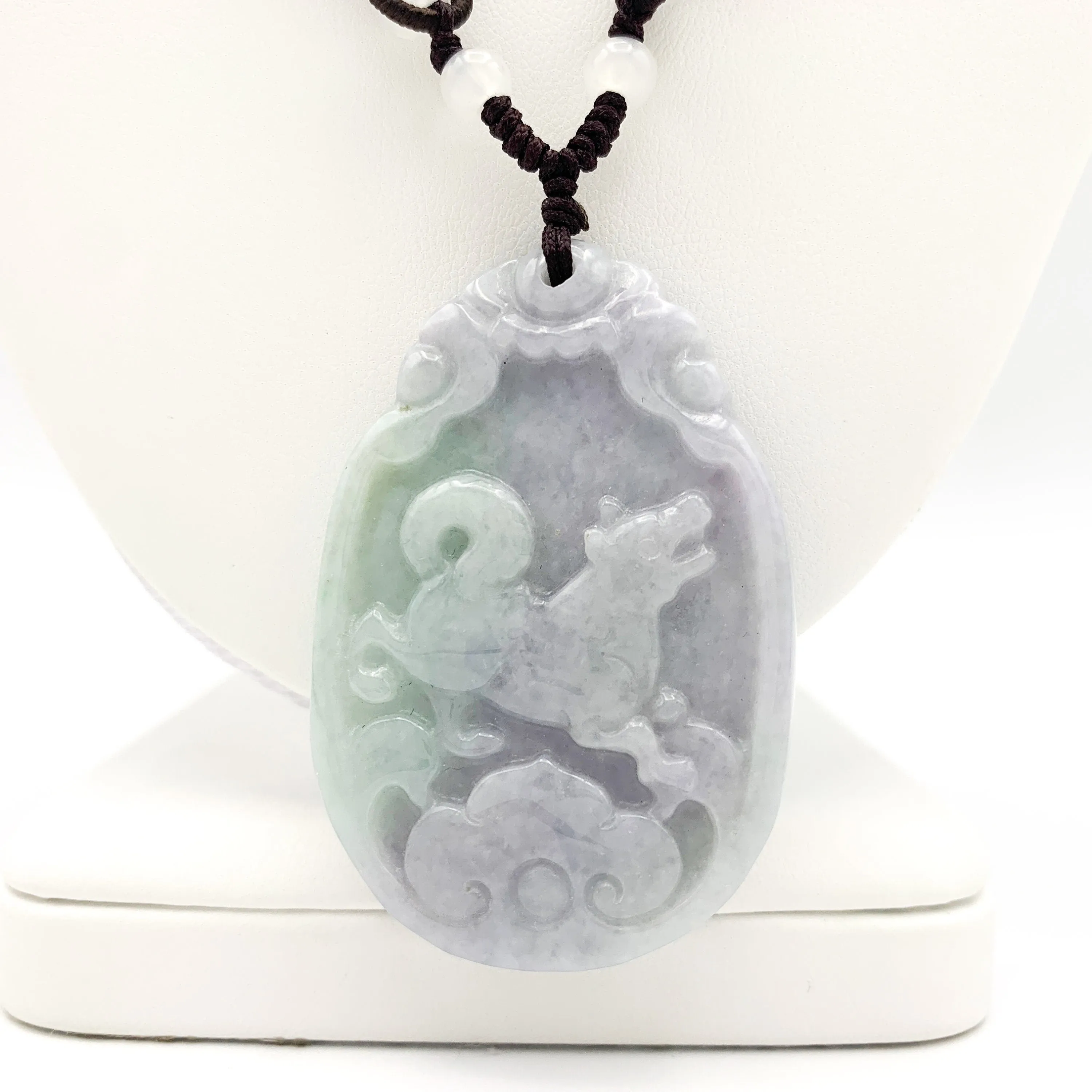 Jadeite Jade Dog Chinese Zodiac Carved Pendant Necklace, YW-0110-1646608995