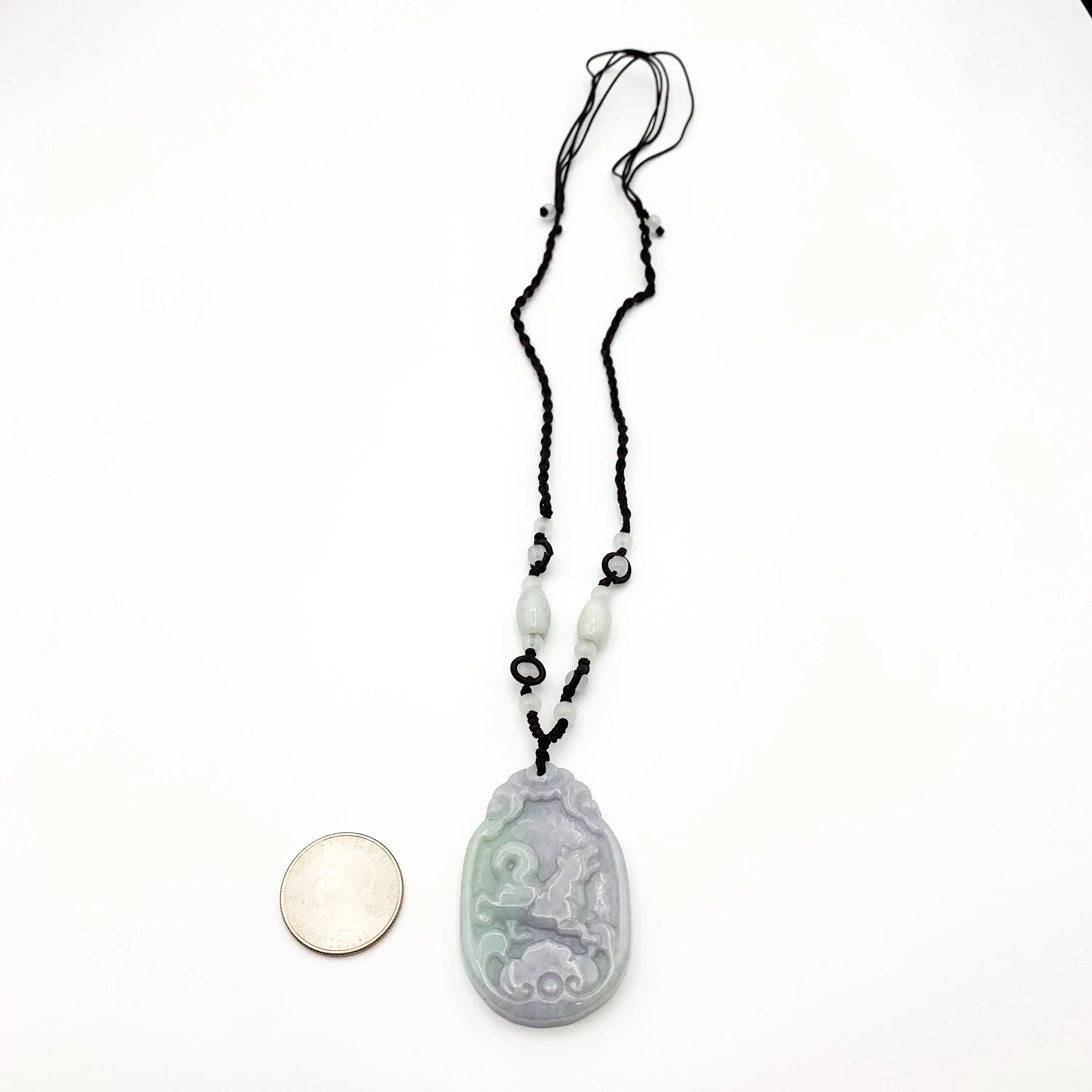 Jadeite Jade Dog Chinese Zodiac Carved Pendant Necklace, YW-0110-1646608995
