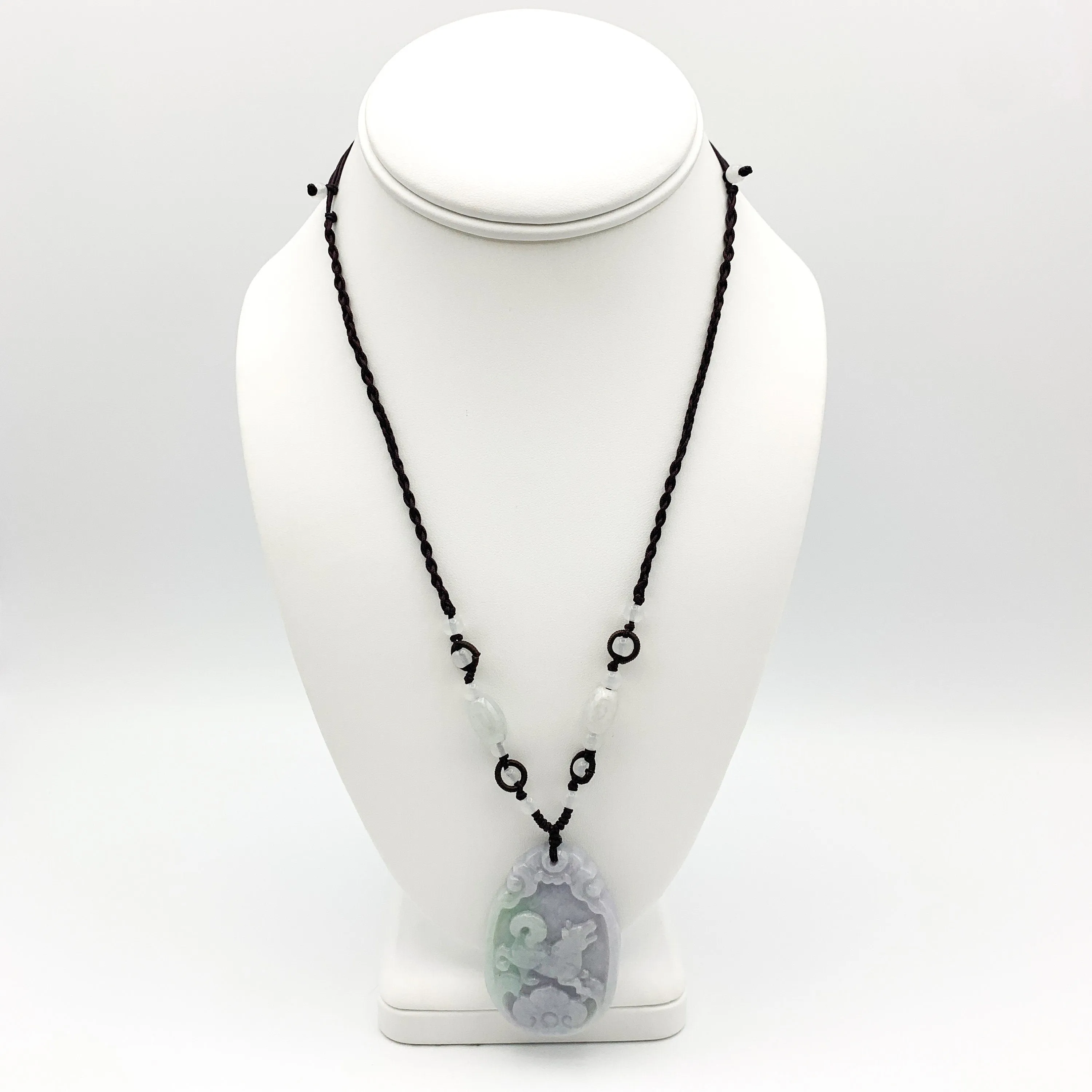 Jadeite Jade Dog Chinese Zodiac Carved Pendant Necklace, YW-0110-1646608995