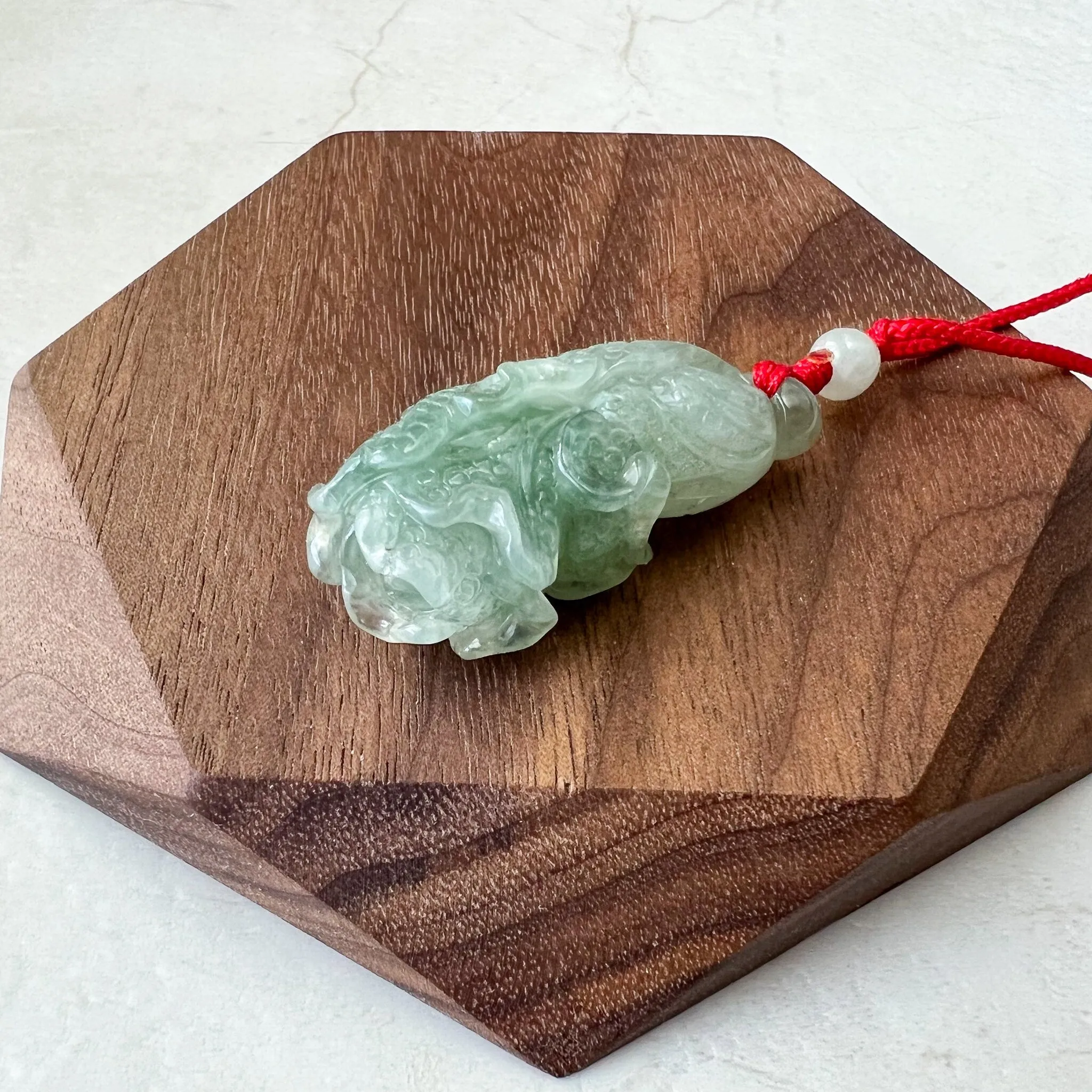 Jadeite Jade Green Cabbage Necklace, Jade Pendant, Jade Necklace, Feng Shui Necklace, YJ-0622-0410950-3