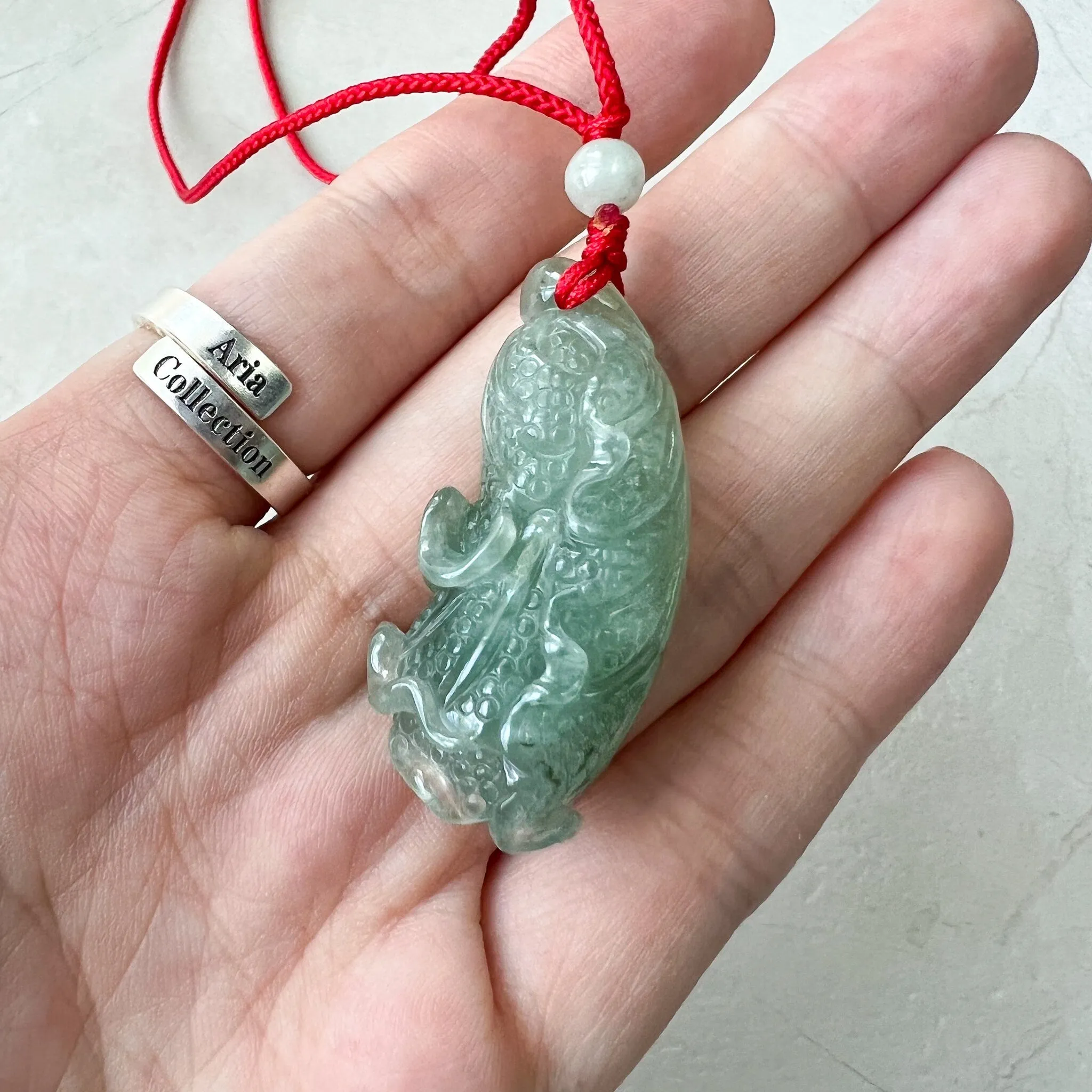 Jadeite Jade Green Cabbage Necklace, Jade Pendant, Jade Necklace, Feng Shui Necklace, YJ-0622-0410950-3