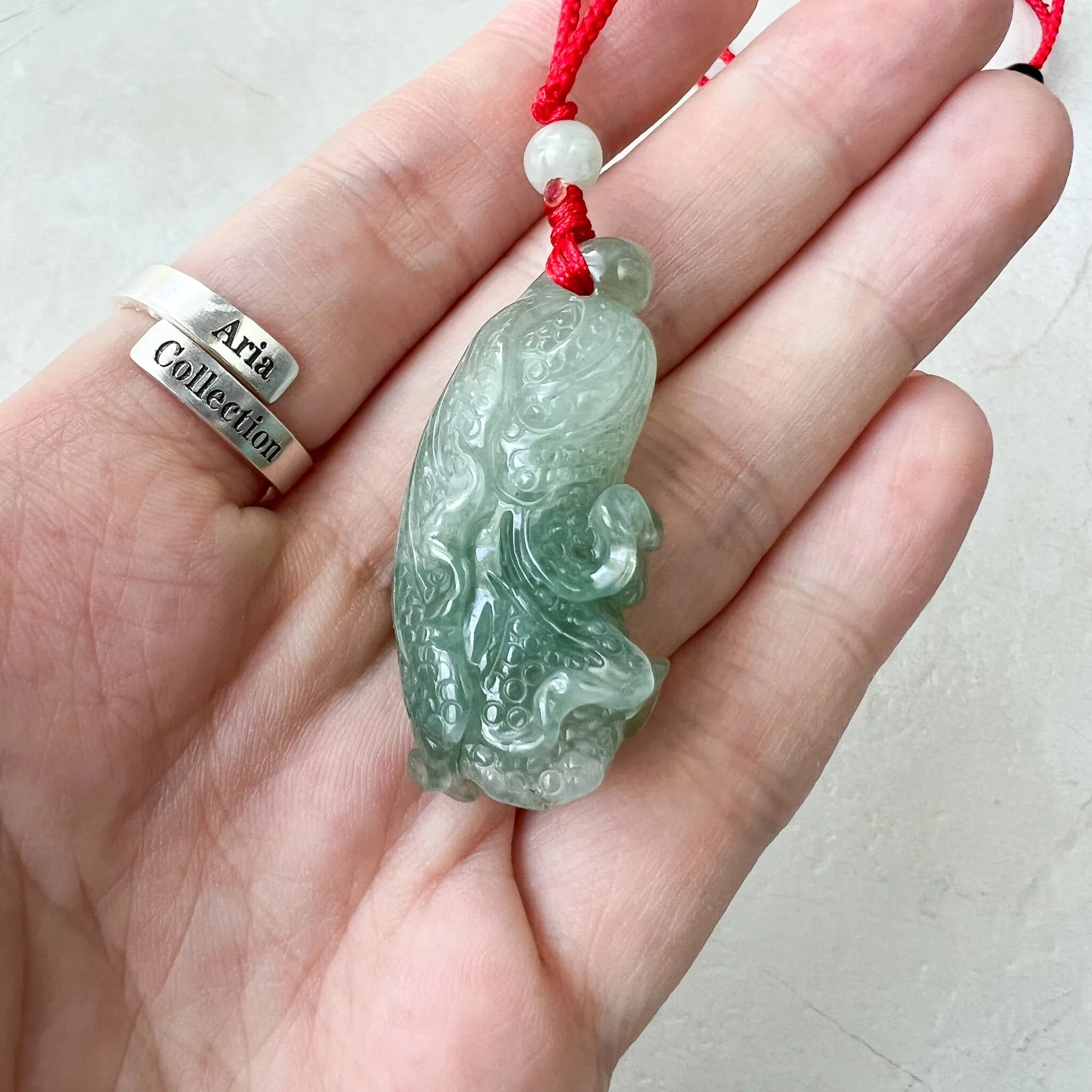 Jadeite Jade Green Cabbage Necklace, Jade Pendant, Jade Necklace, Feng Shui Necklace, YJ-0622-0410950-3