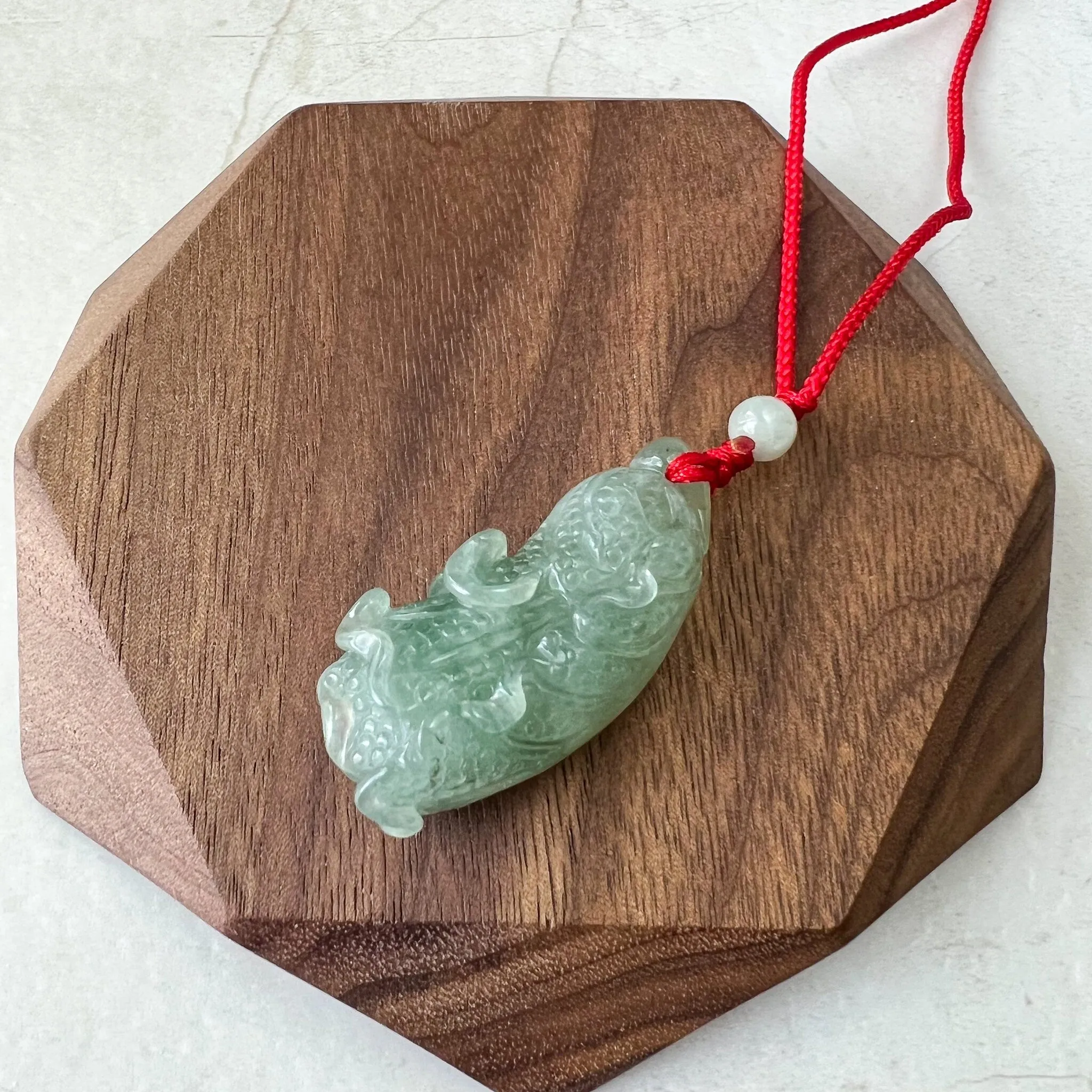 Jadeite Jade Green Cabbage Necklace, Jade Pendant, Jade Necklace, Feng Shui Necklace, YJ-0622-0410950-3