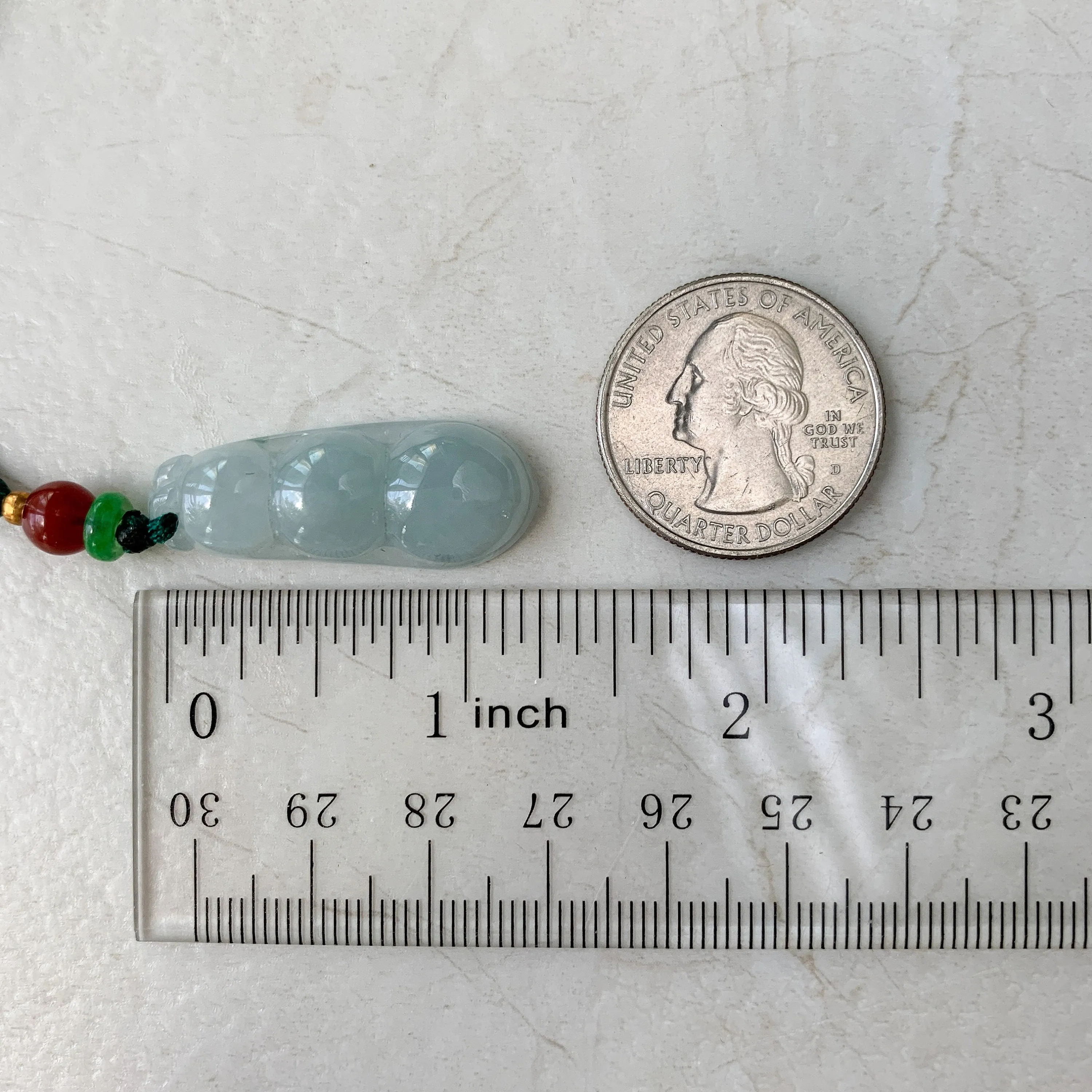 Jadeite Jade Icy Translucent Lucky Snow Pea Carved Necklace, YJ-0321-0427724
