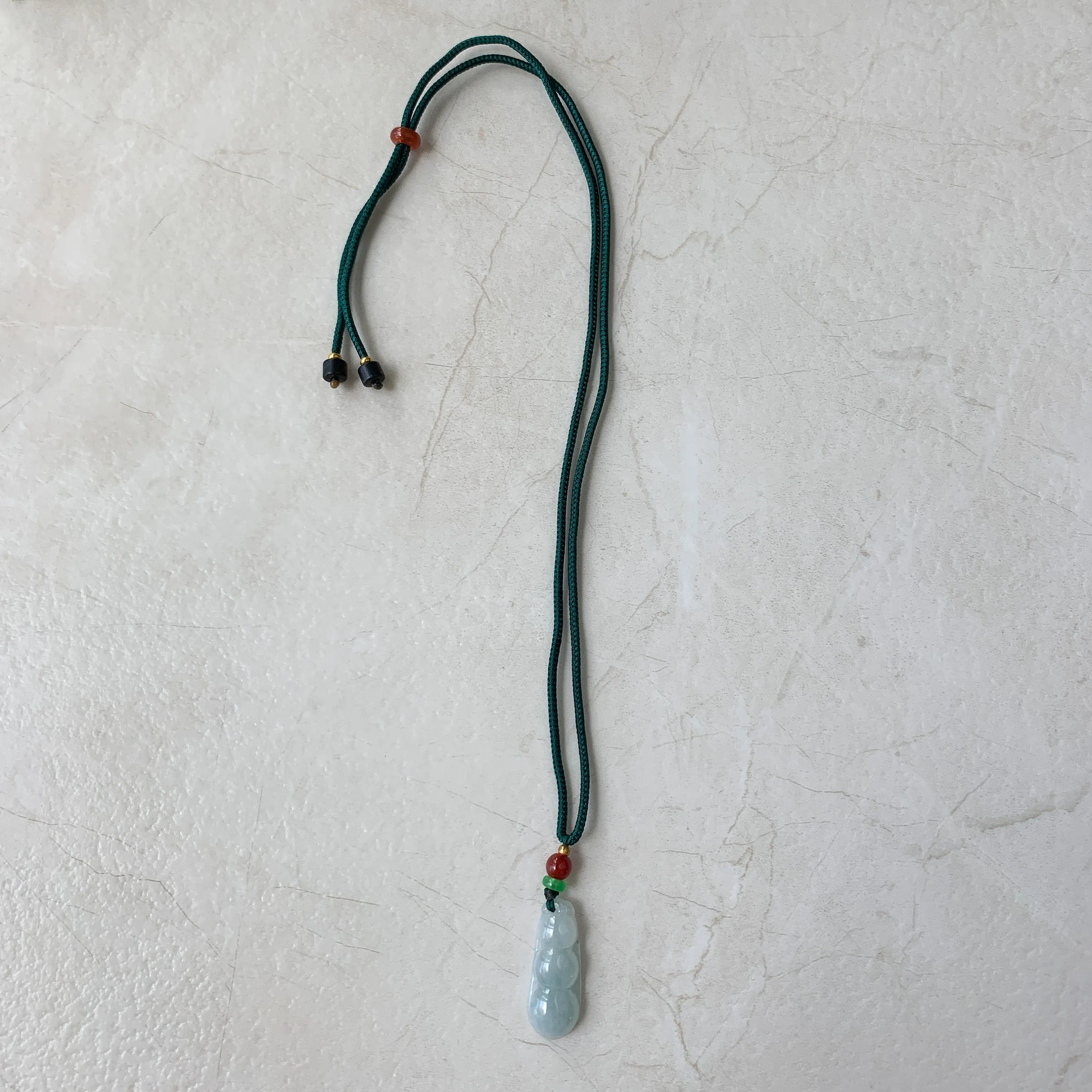 Jadeite Jade Icy Translucent Lucky Snow Pea Carved Necklace, YJ-0321-0427724