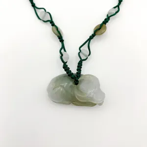 Jadeite Jade Ox Bull Cow Chinese Zodiac Carved Pendant Necklace, YW-0110-1646545944