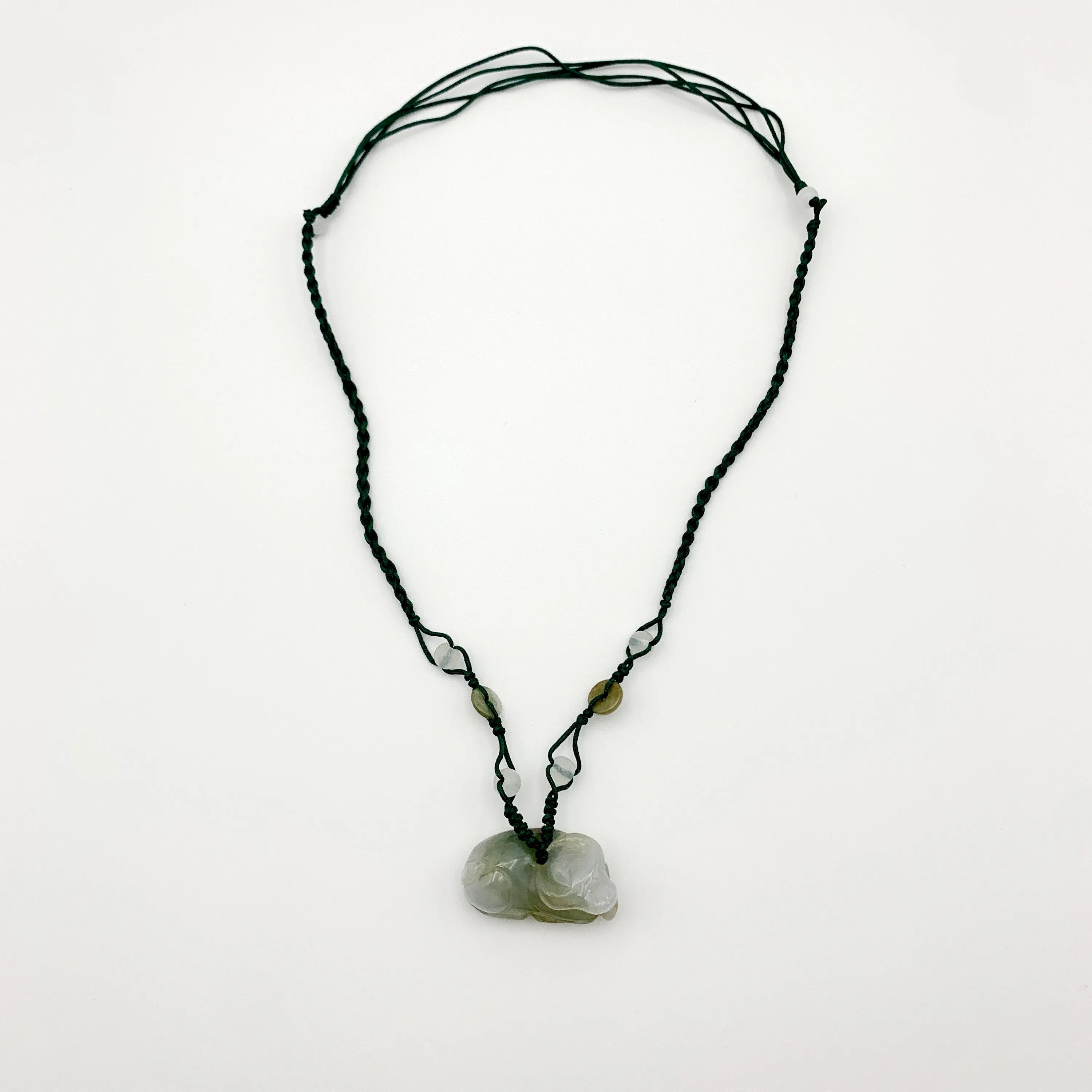 Jadeite Jade Ox Bull Cow Chinese Zodiac Carved Pendant Necklace, YW-0110-1646545944