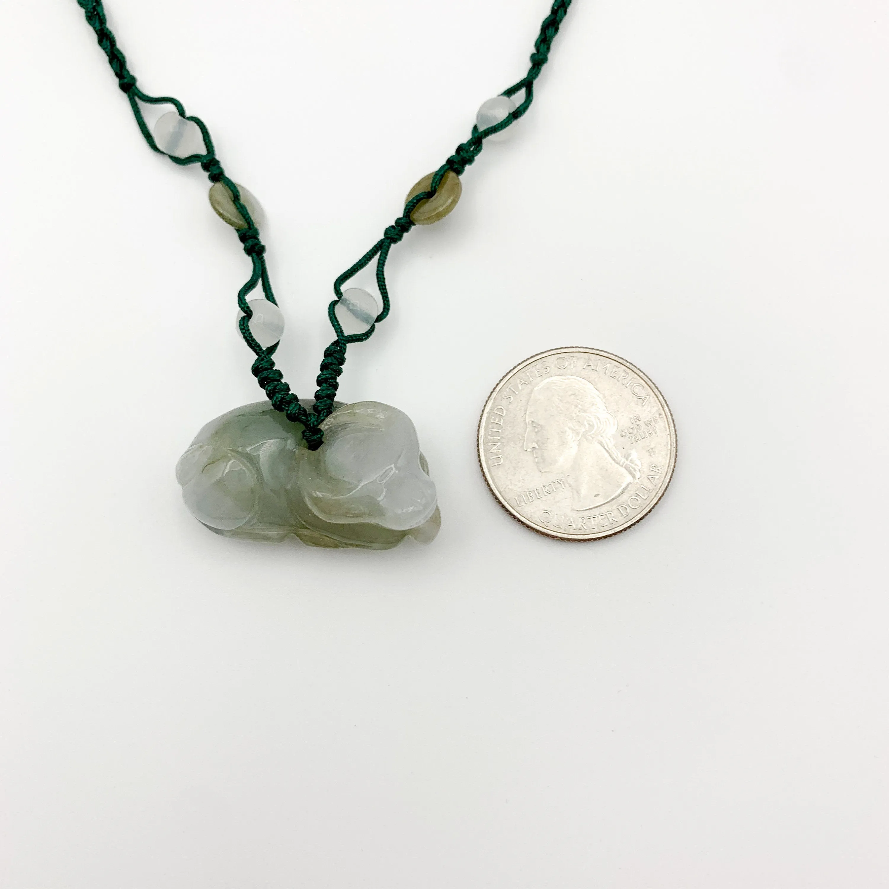 Jadeite Jade Ox Bull Cow Chinese Zodiac Carved Pendant Necklace, YW-0110-1646545944