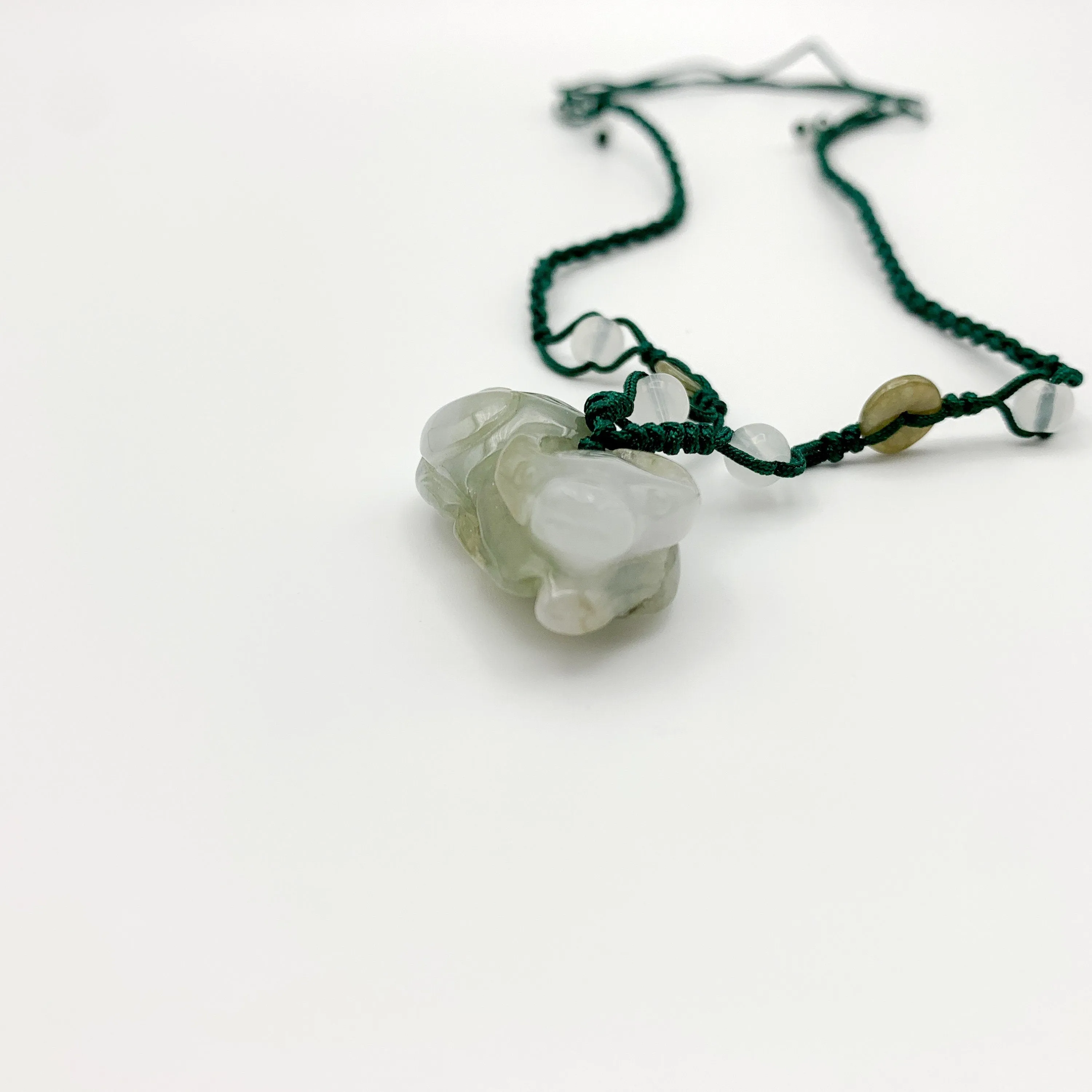 Jadeite Jade Ox Bull Cow Chinese Zodiac Carved Pendant Necklace, YW-0110-1646545944