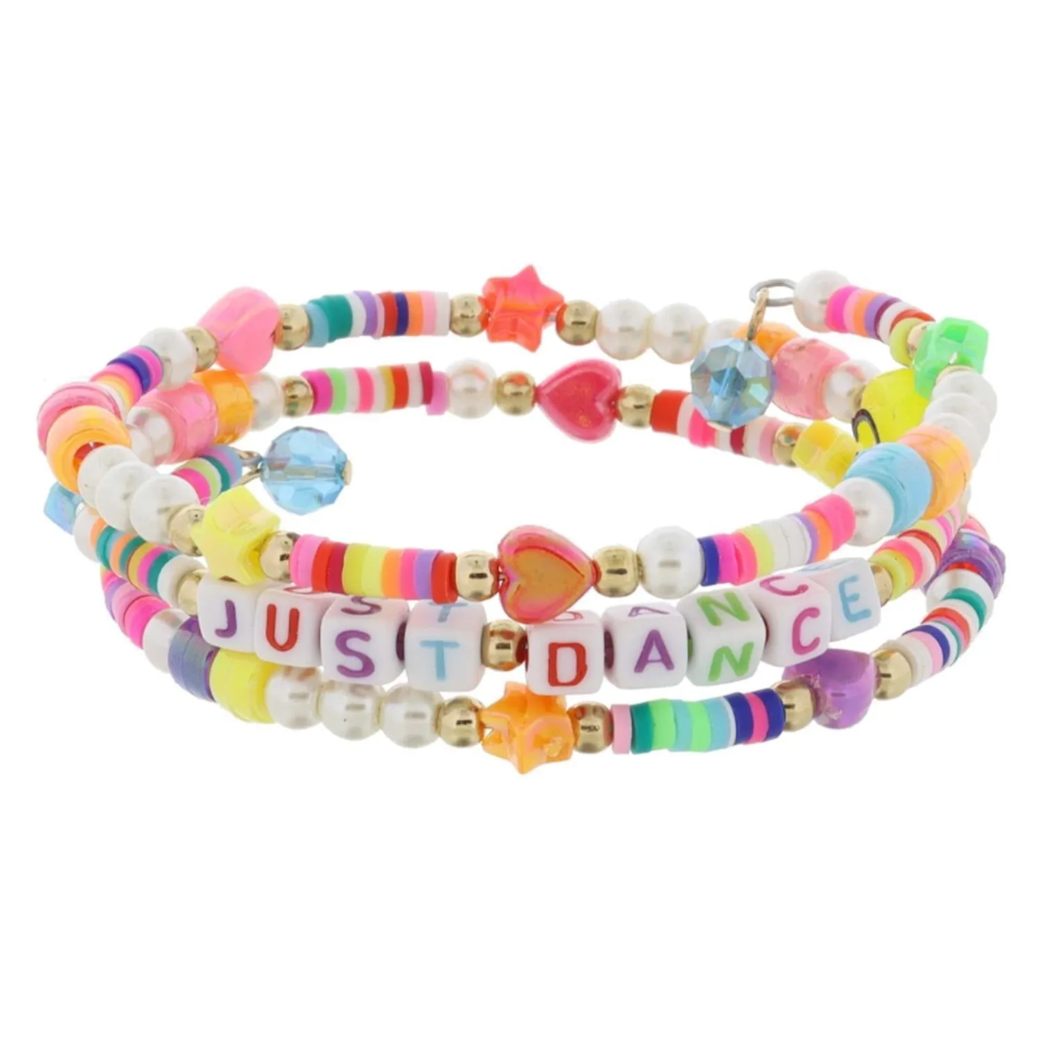 Jane Marie Kids Multi Color Sequin Beaded Coil Bracelet w/ Pendant JM6616B