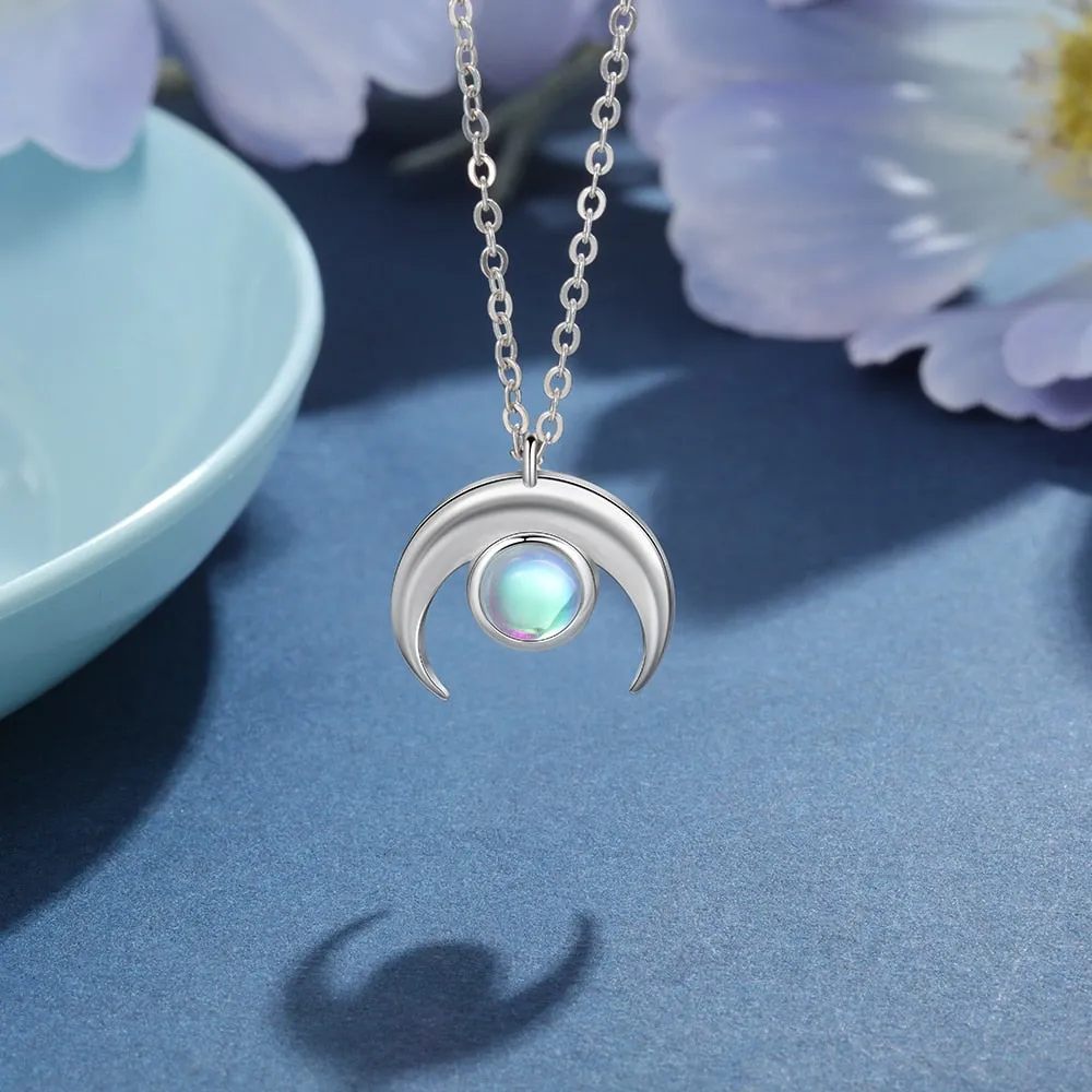 JewelOra Fashion Moon Silver Color Necklaces &amp; Pendants Delicate Moonstone Necklaces for Women Jewelry Gifts