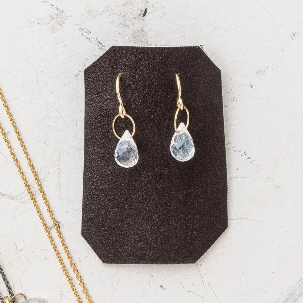 June Petite Briolette Drop Earrings: Moonstone
