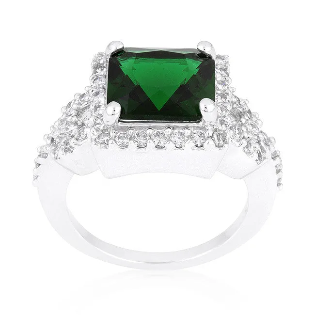 Kara Emerald Princess Halo Cocktail Ring | 6ct
