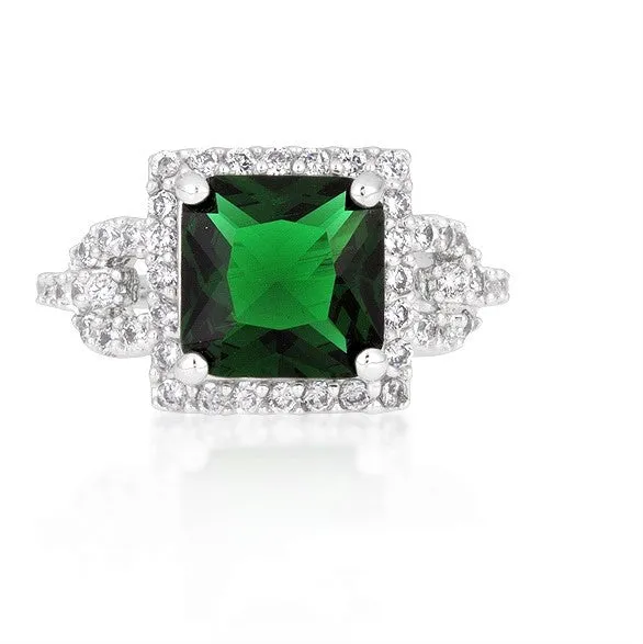 Kara Emerald Princess Halo Cocktail Ring | 6ct