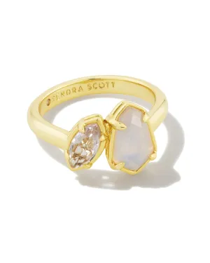 Kendra Scott  Alexandria Cocktail Ring Gold Neutral Mix Size 8