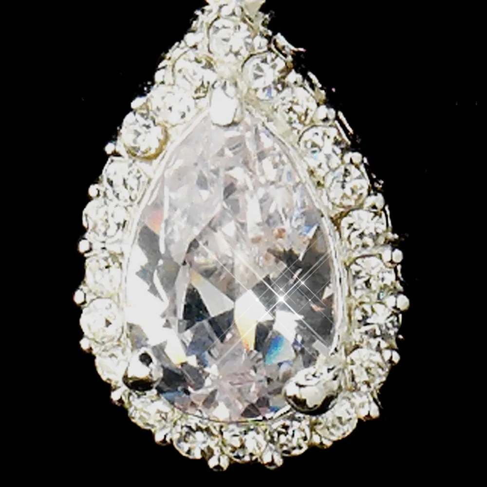 Kim K Inspired Crystal Necklace & Crystal Dangle CZ Teardrop Earrings