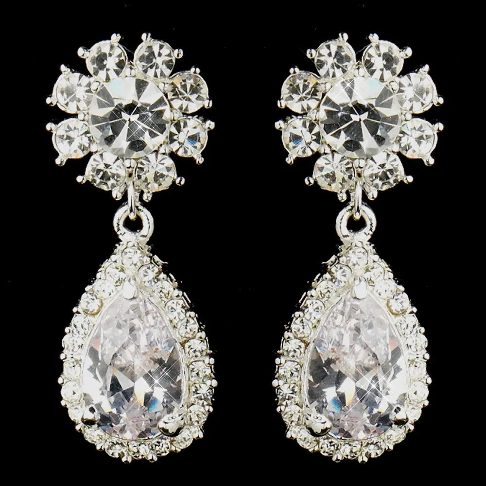 Kim K Inspired Crystal Necklace & Crystal Dangle CZ Teardrop Earrings