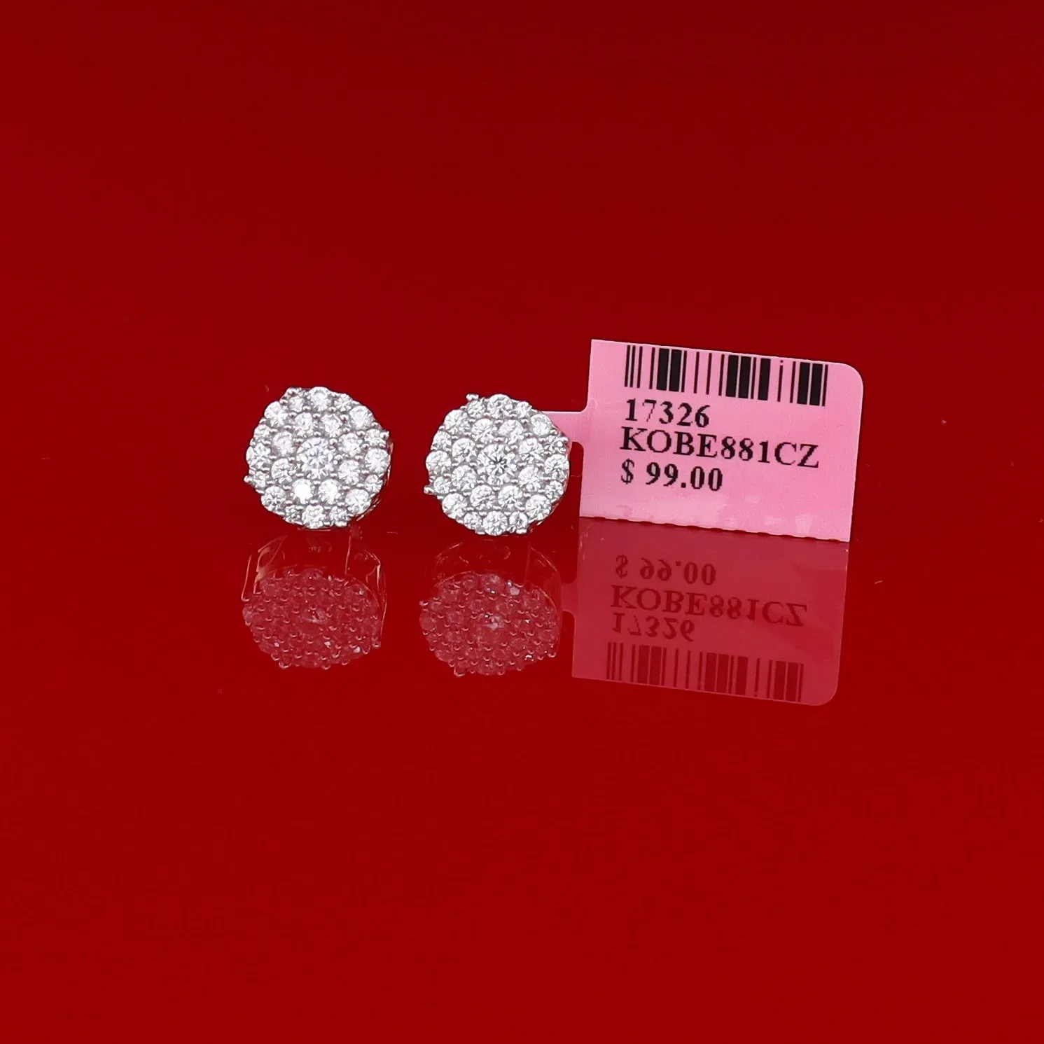 King of Bling's Aretes Para Hombre 925 Yellow Silver 1.20ct Cubic Zirconia Round Women's Earrings