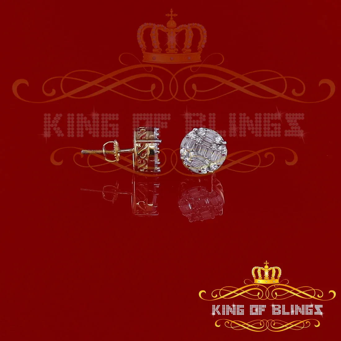 King of Bling's Hip Hop Yellow 925 Silver 1.06ct Cubic Zirconia Women's & Men's style Earrings