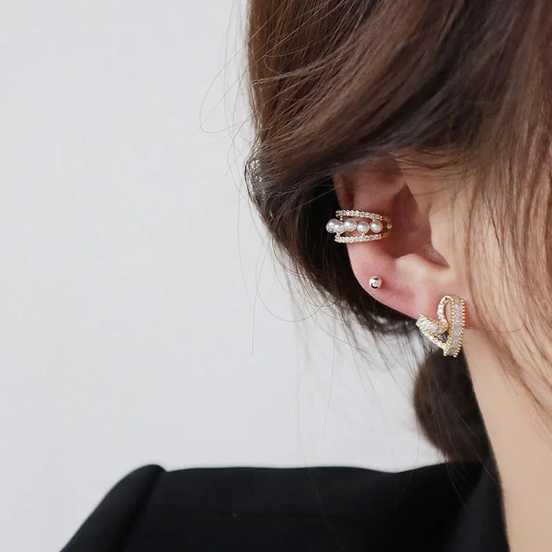 Korean Style Passionate Twisted Zircon Love Heart Stud Earrings