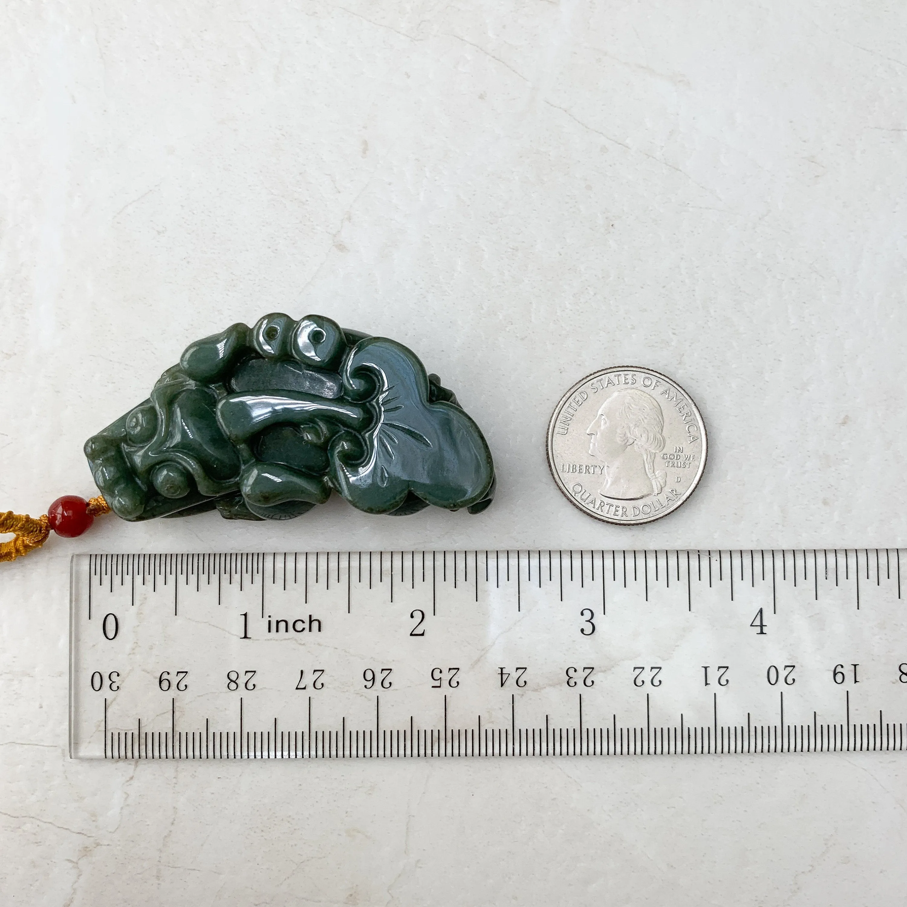 Large Green Jadeite Jade Dragon Pixiu Dragon Chinese Carved Pendant, YJ-0921-0002772