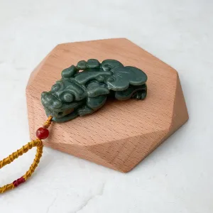 Large Green Jadeite Jade Dragon Pixiu Dragon Chinese Carved Pendant, YJ-0921-0002772