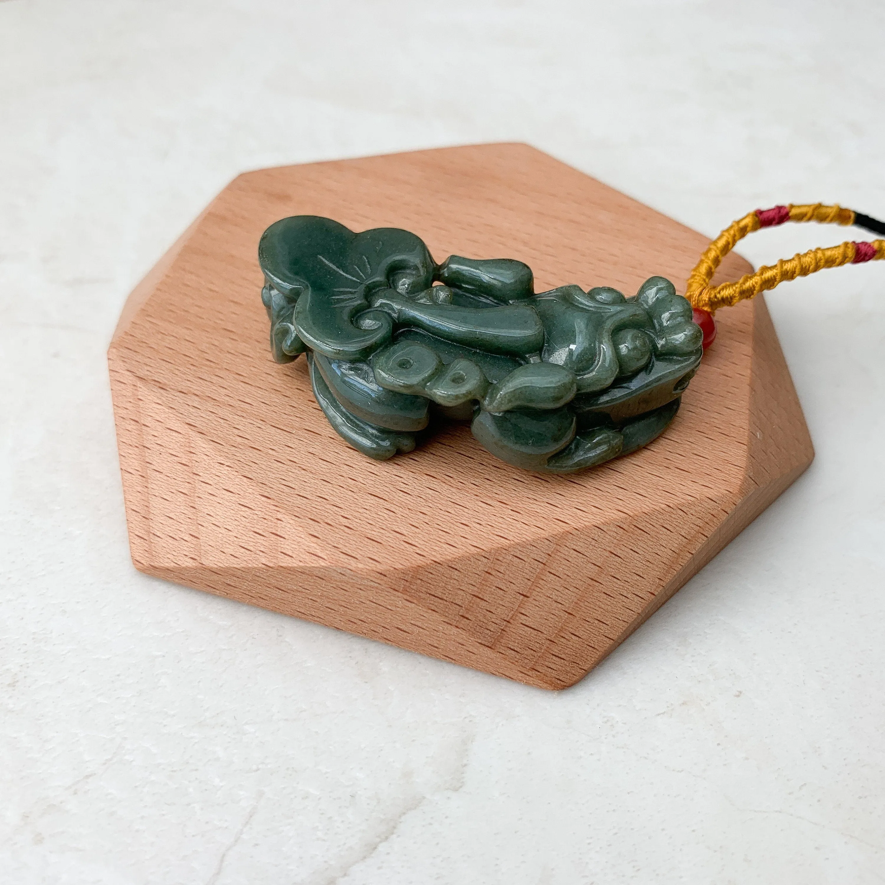 Large Green Jadeite Jade Dragon Pixiu Dragon Chinese Carved Pendant, YJ-0921-0002772