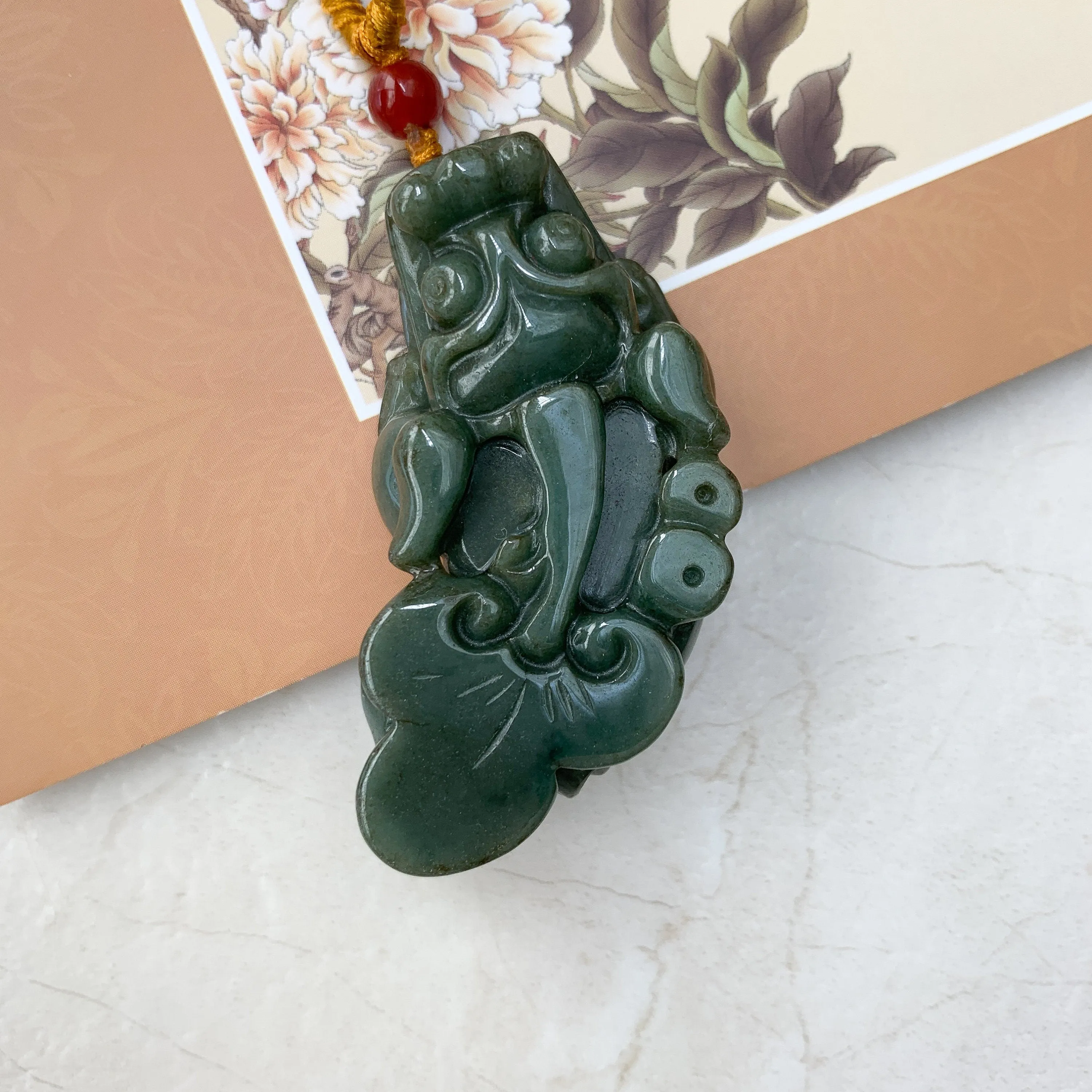Large Green Jadeite Jade Dragon Pixiu Dragon Chinese Carved Pendant, YJ-0921-0002772