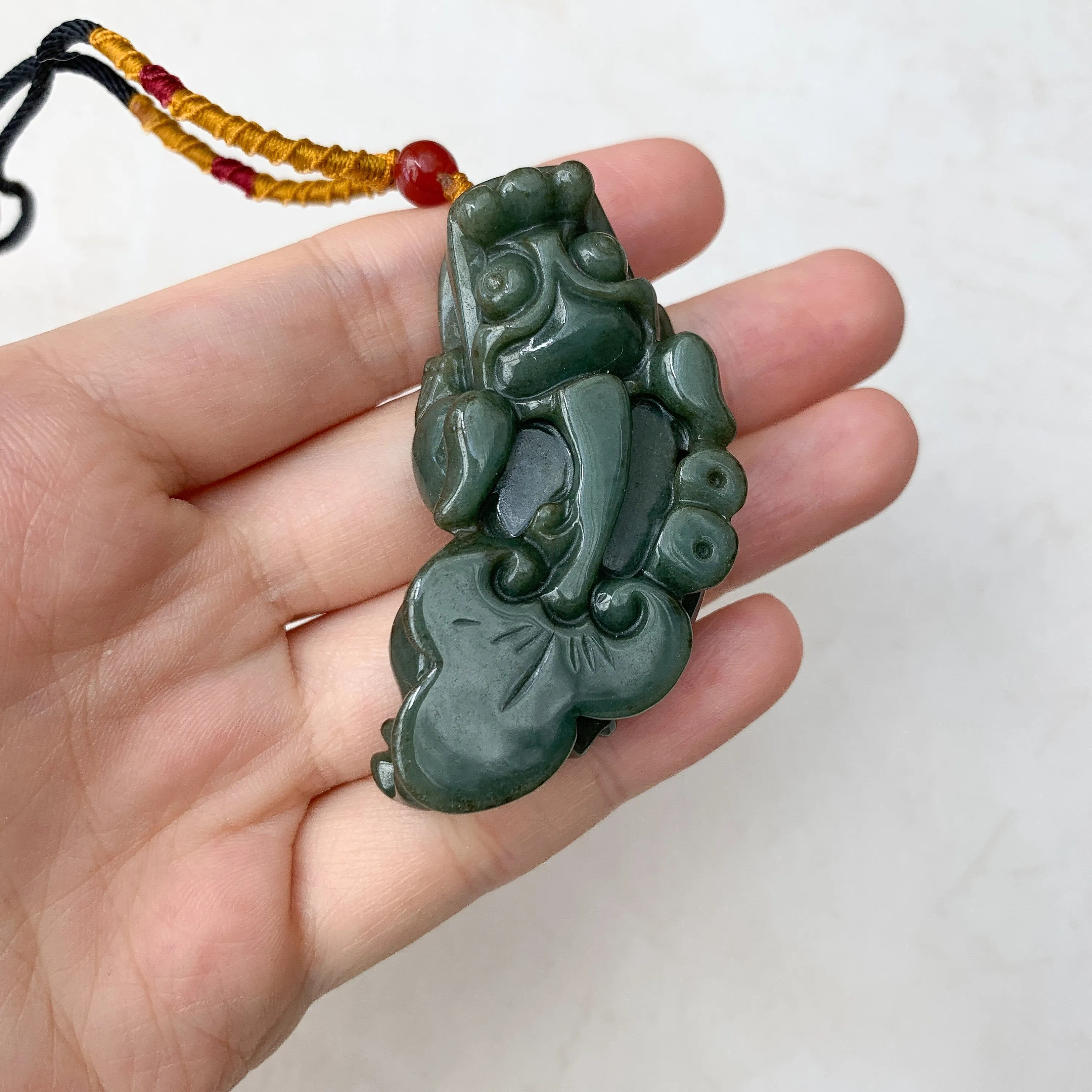 Large Green Jadeite Jade Dragon Pixiu Dragon Chinese Carved Pendant, YJ-0921-0002772