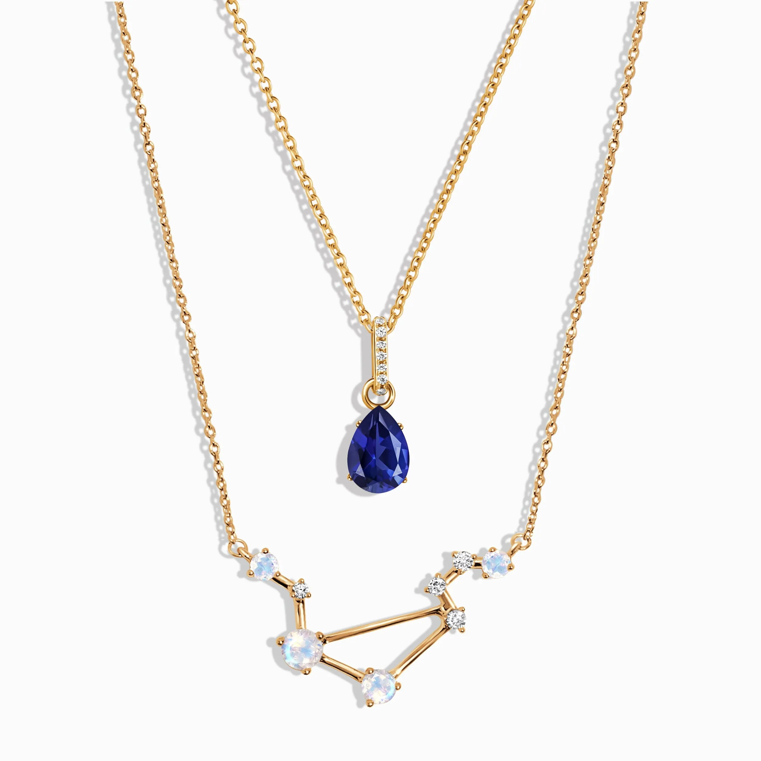 Libra Zodiac Constellation Necklace & Blue Sapphire Sway
