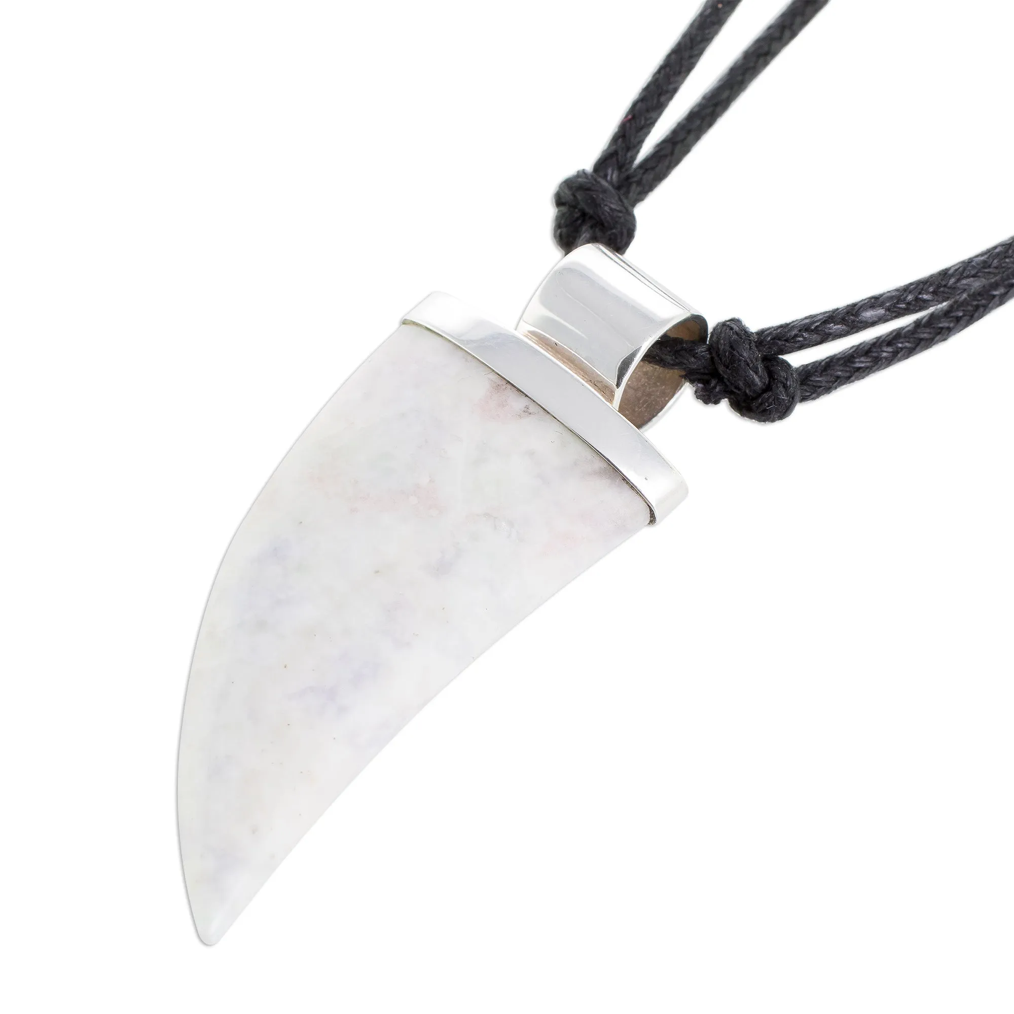 Lilac Jade Tusk Pendant Necklace from Guatemala - Wide Tusk in Lilac | NOVICA
