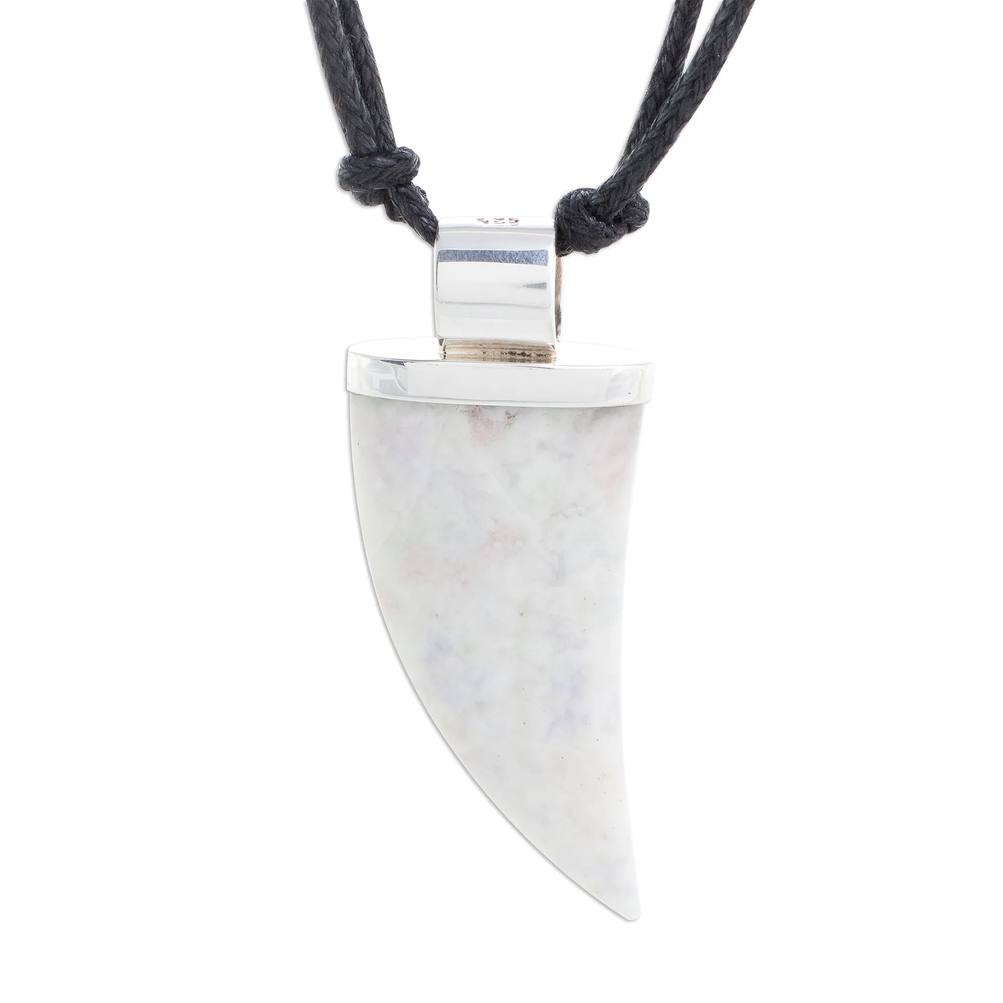 Lilac Jade Tusk Pendant Necklace from Guatemala - Wide Tusk in Lilac | NOVICA