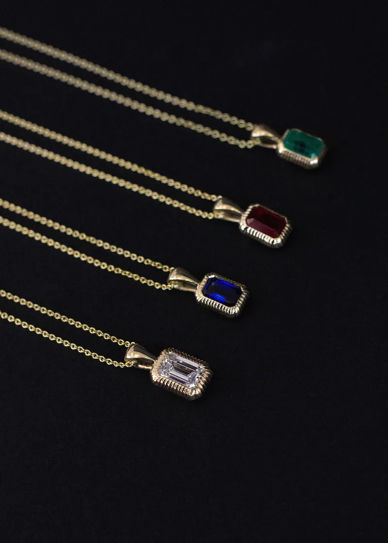 Lyra Emerald Cut Pendant Ruby