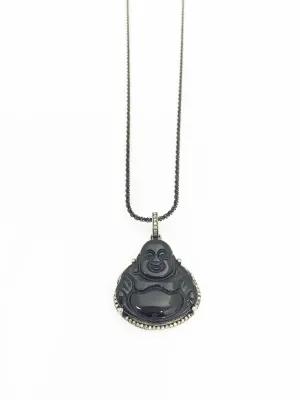 Margo Morrison Carved Black Jade Buddha Pendant