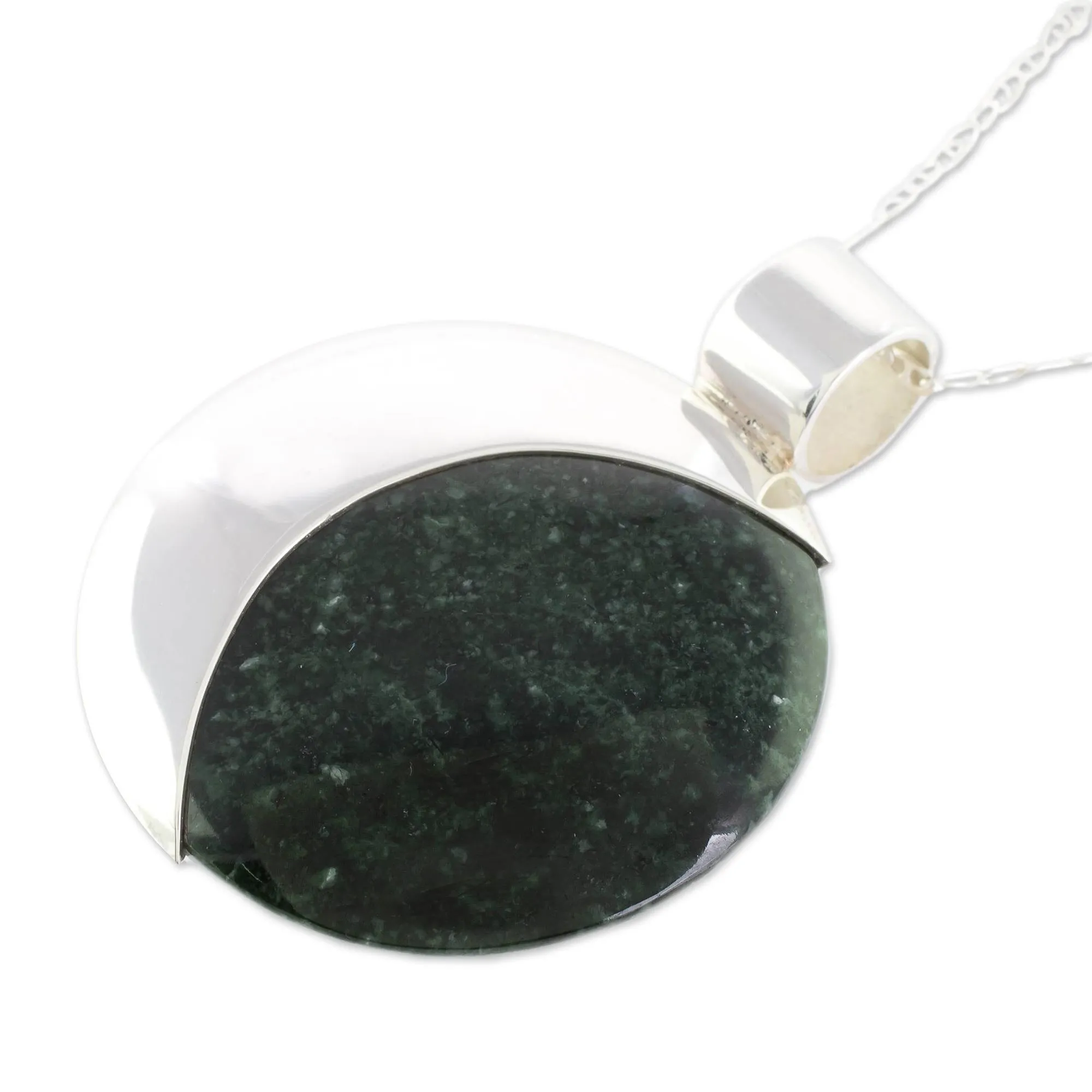 Maya Eclipse Lilac and Dark Green Jade Pendant Necklace - Lilac Quetzal Eclipse | NOVICA
