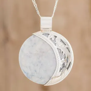 Maya Eclipse Lilac and Dark Green Jade Pendant Necklace - Lilac Quetzal Eclipse | NOVICA