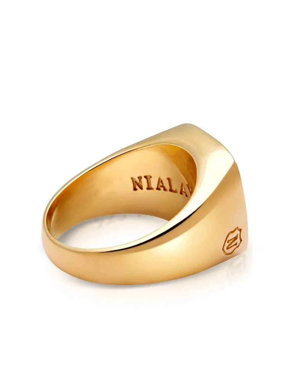 Men's Gold Signet Ring with Blue Lapis