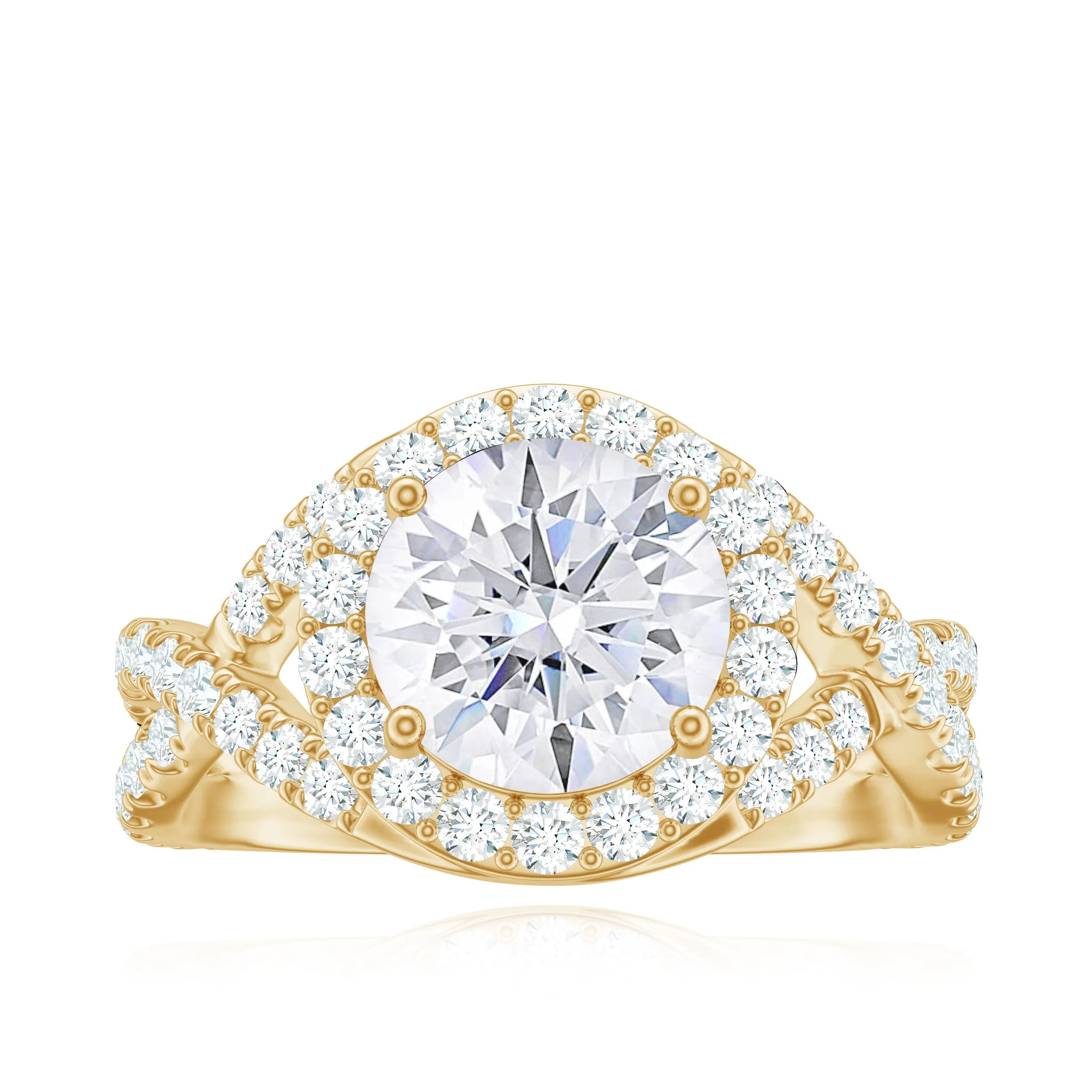 Moissanite Crossover Engagement Ring for Women
