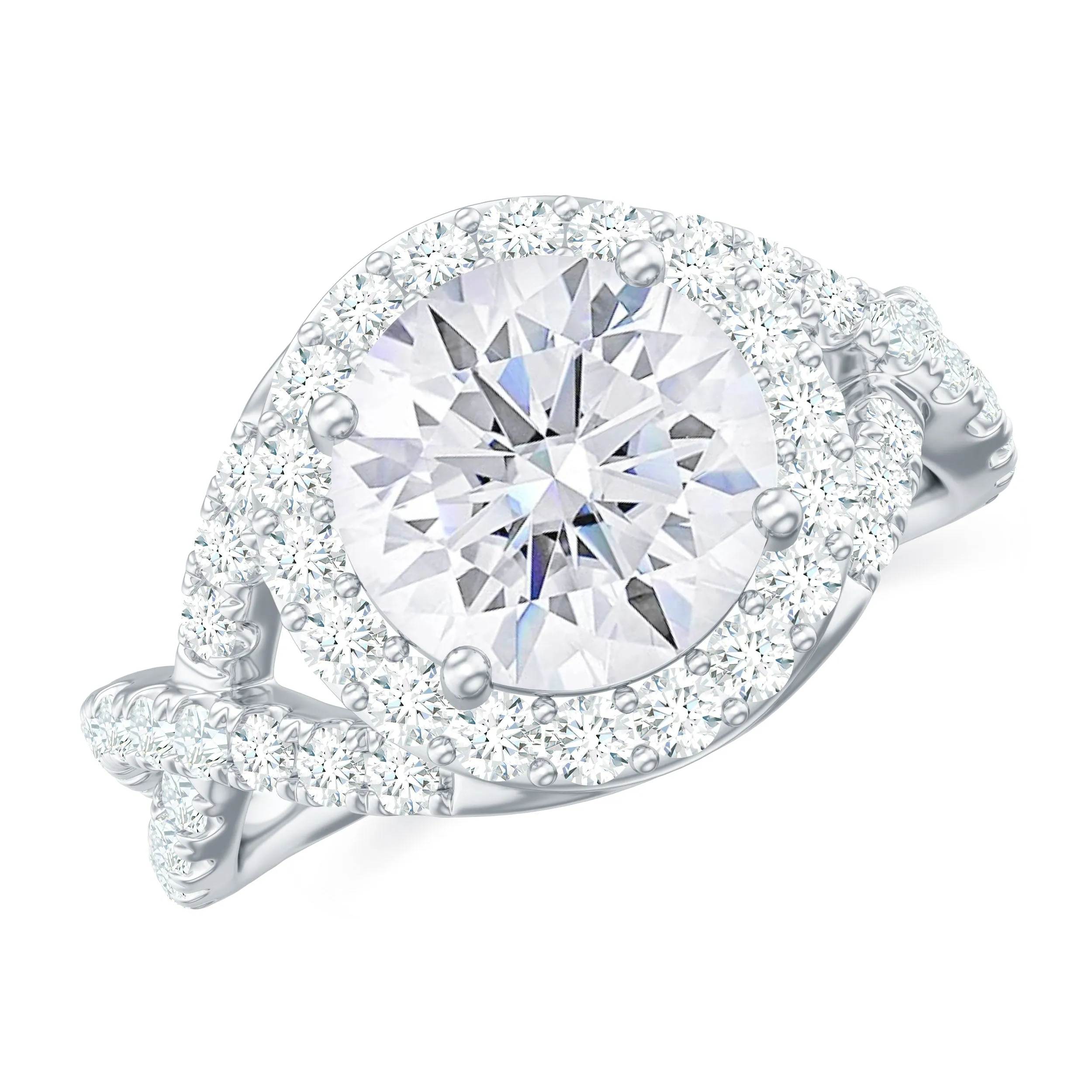 Moissanite Crossover Engagement Ring for Women