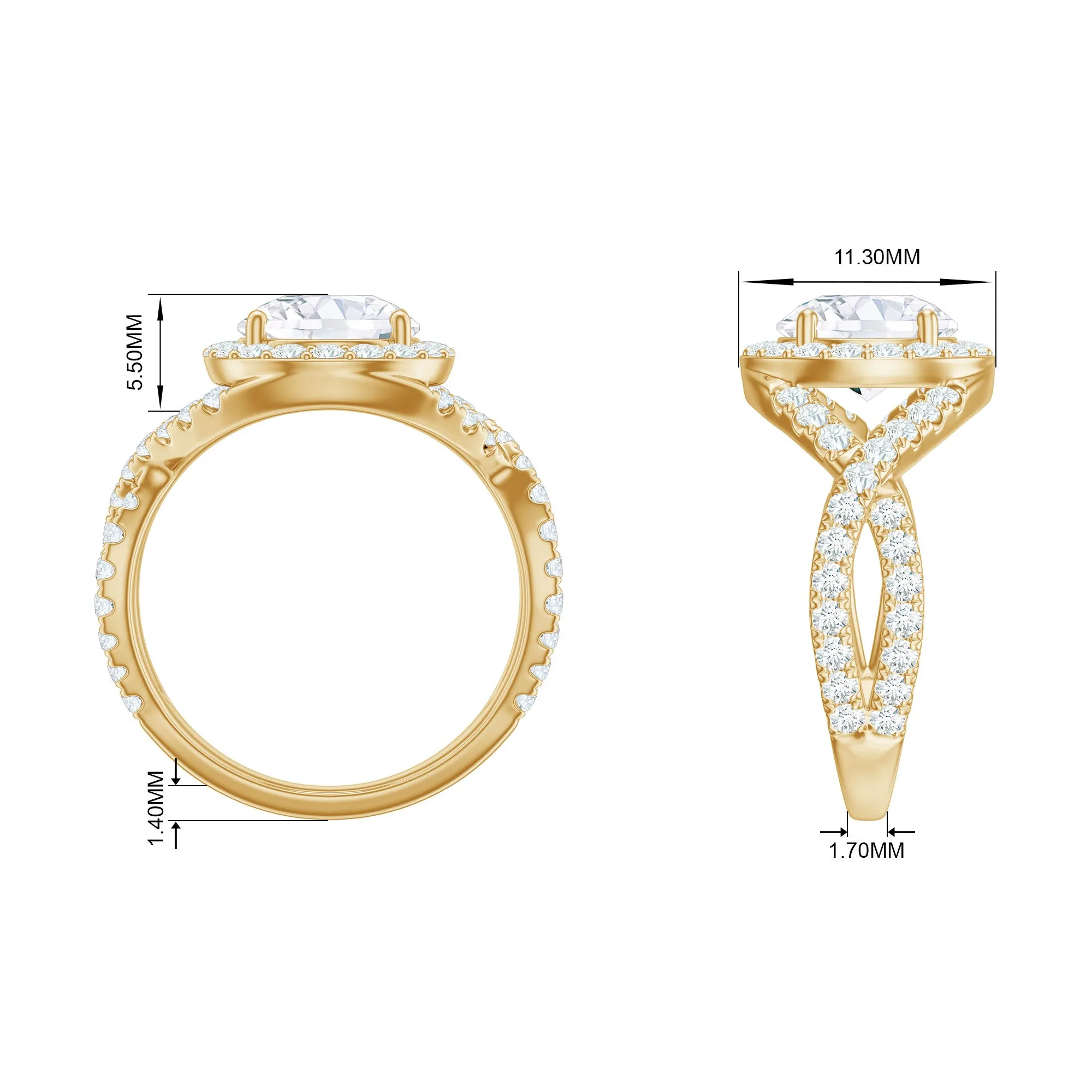 Moissanite Crossover Engagement Ring for Women