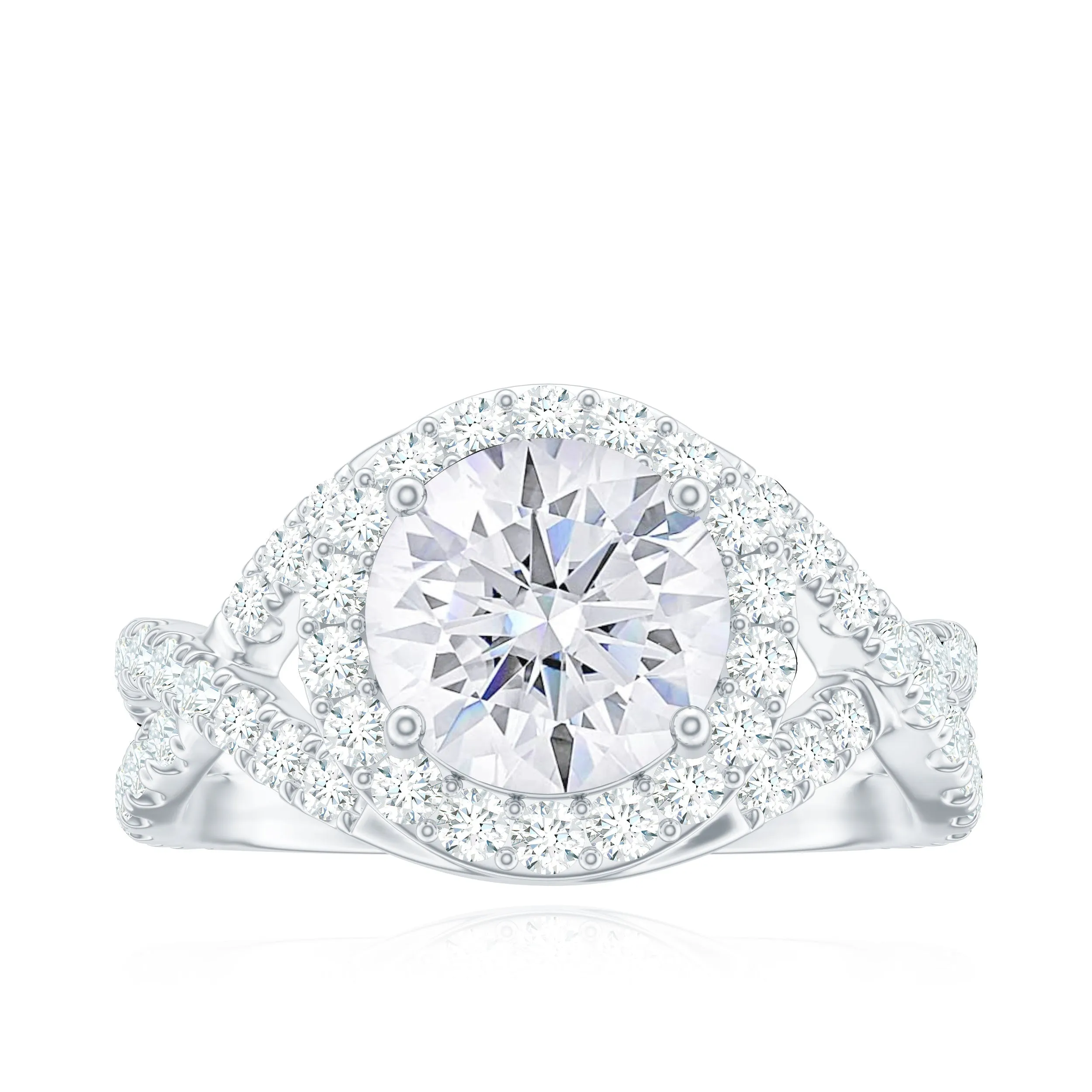 Moissanite Crossover Engagement Ring for Women