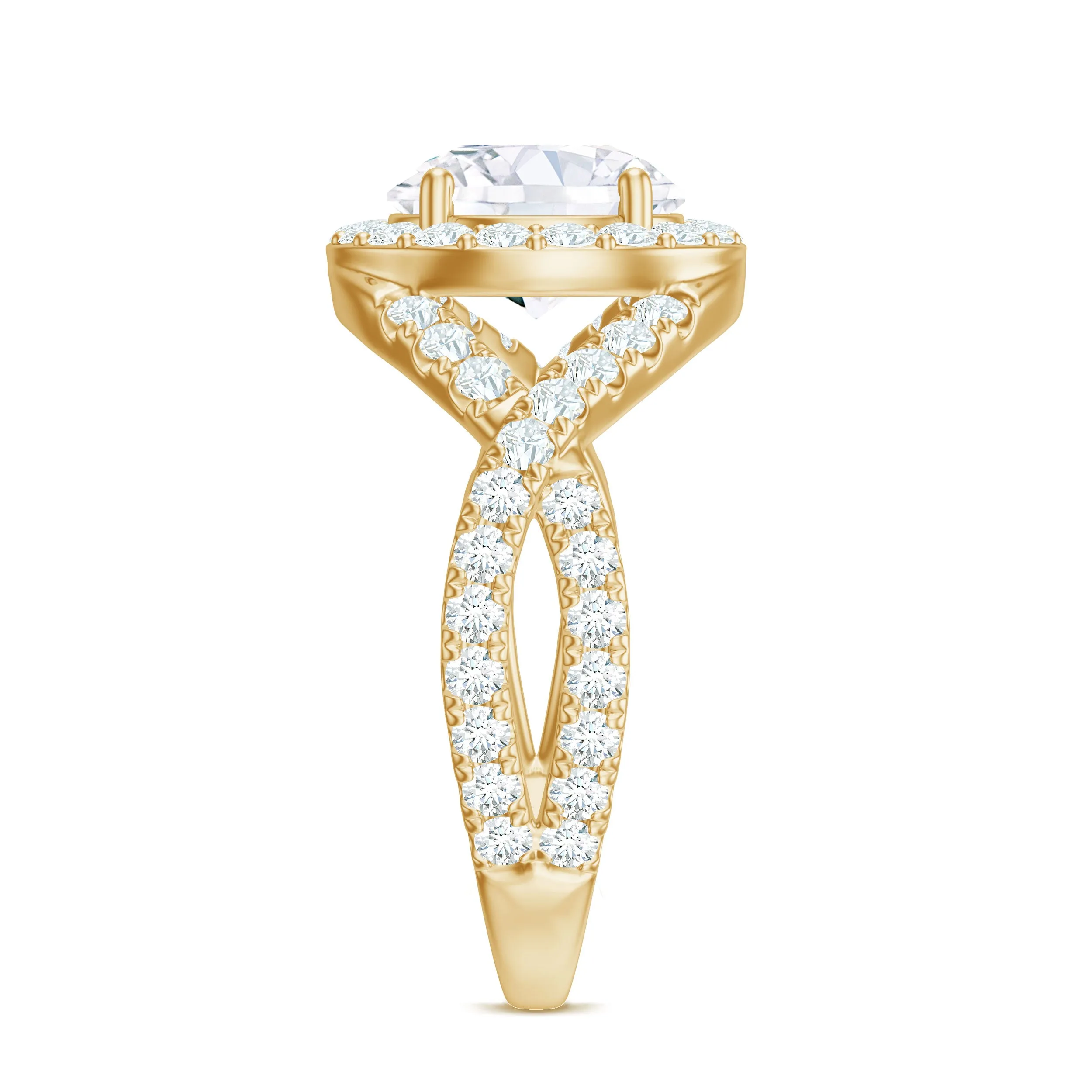 Moissanite Crossover Engagement Ring for Women